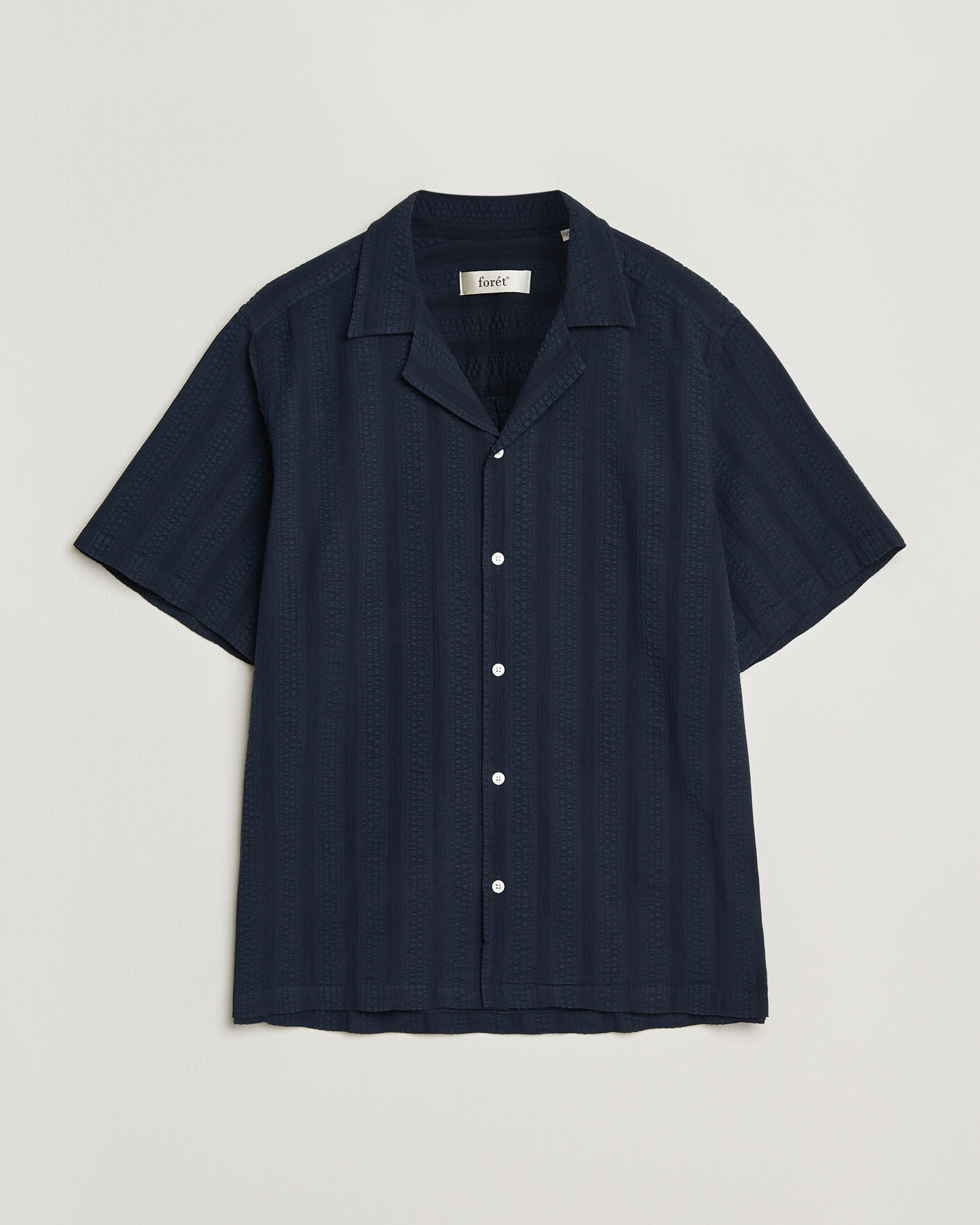 Herren | Hemden | Forét | Peer Jacquard Stripe Regular Fit SS Shirt Navy