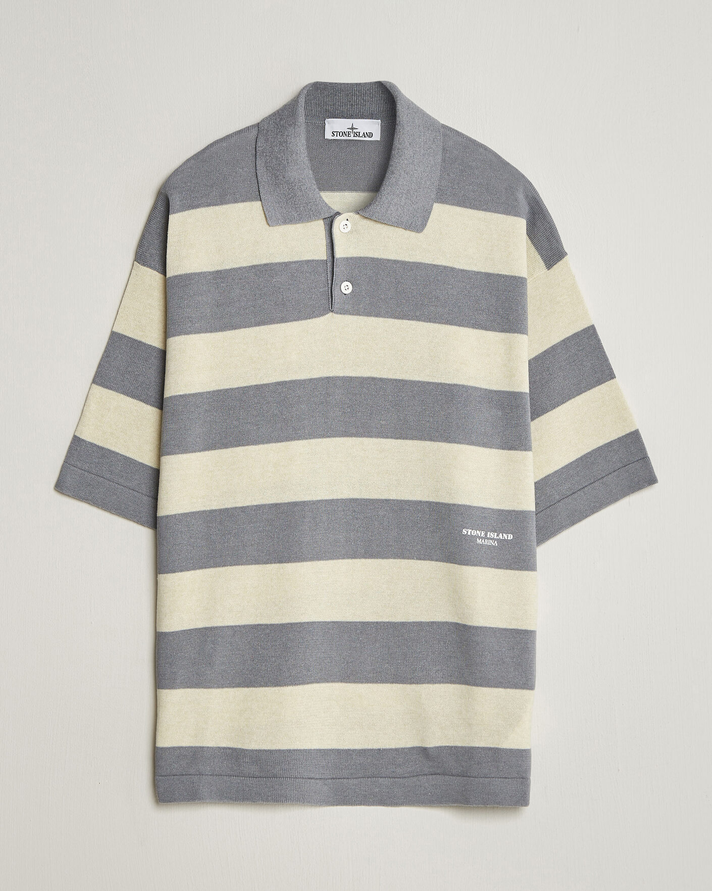 Herren | Poloshirts | Stone Island | Marina Knitted  Cotton/Linen Polo Ivory Melange
