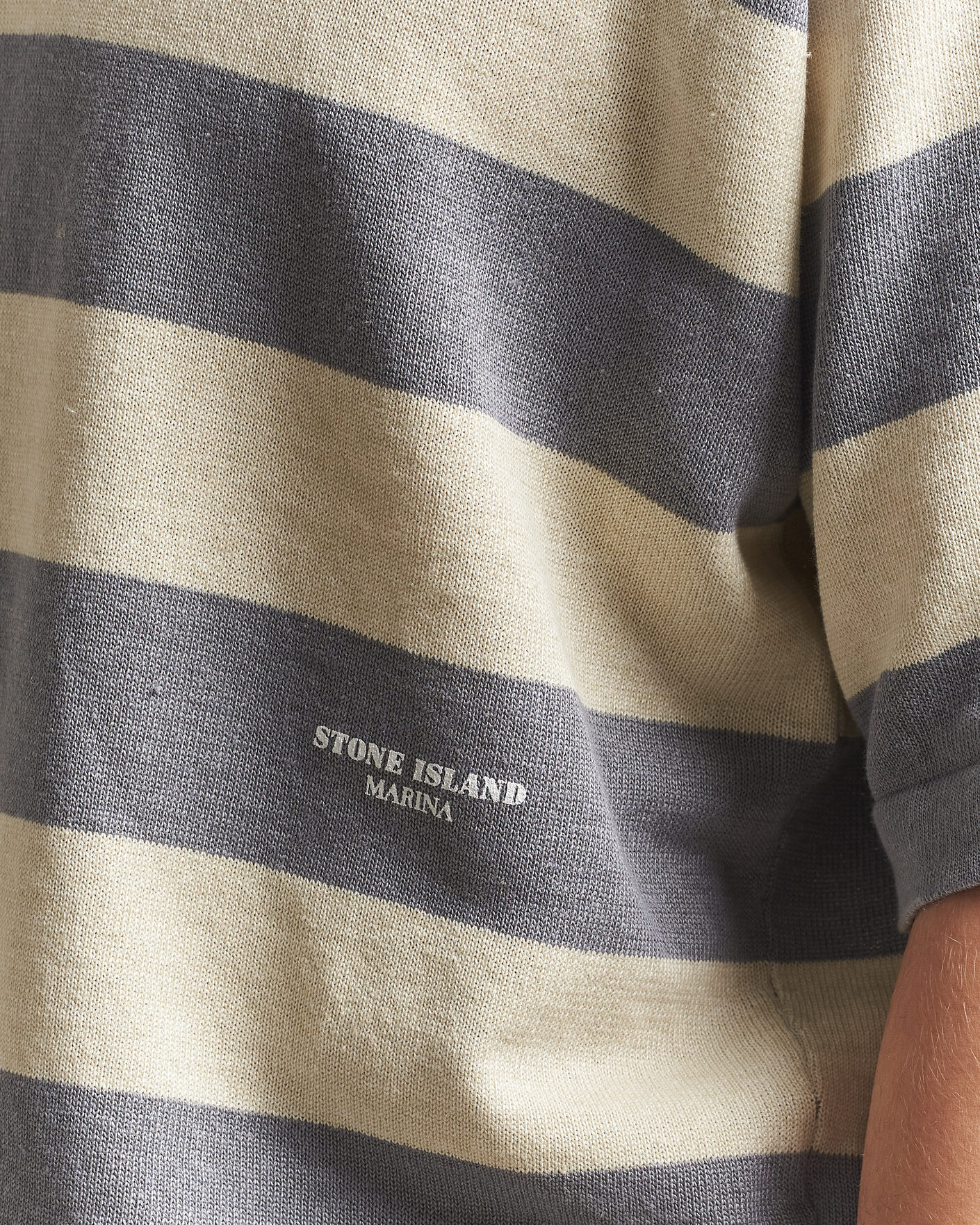 Herren | Poloshirts | Stone Island | Marina Knitted  Cotton/Linen Polo Ivory Melange
