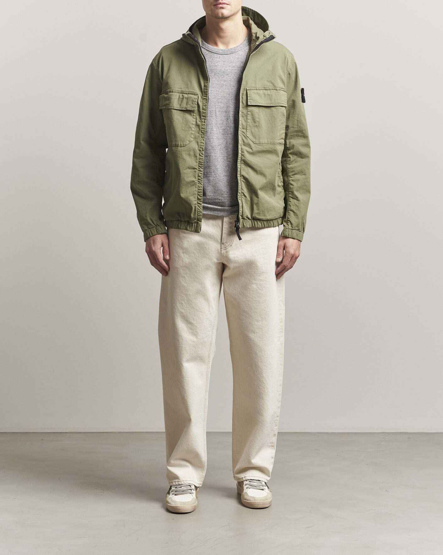 Herren | Jacken | Stone Island | Stretch Cotton Twill Hood Jacket Military Green