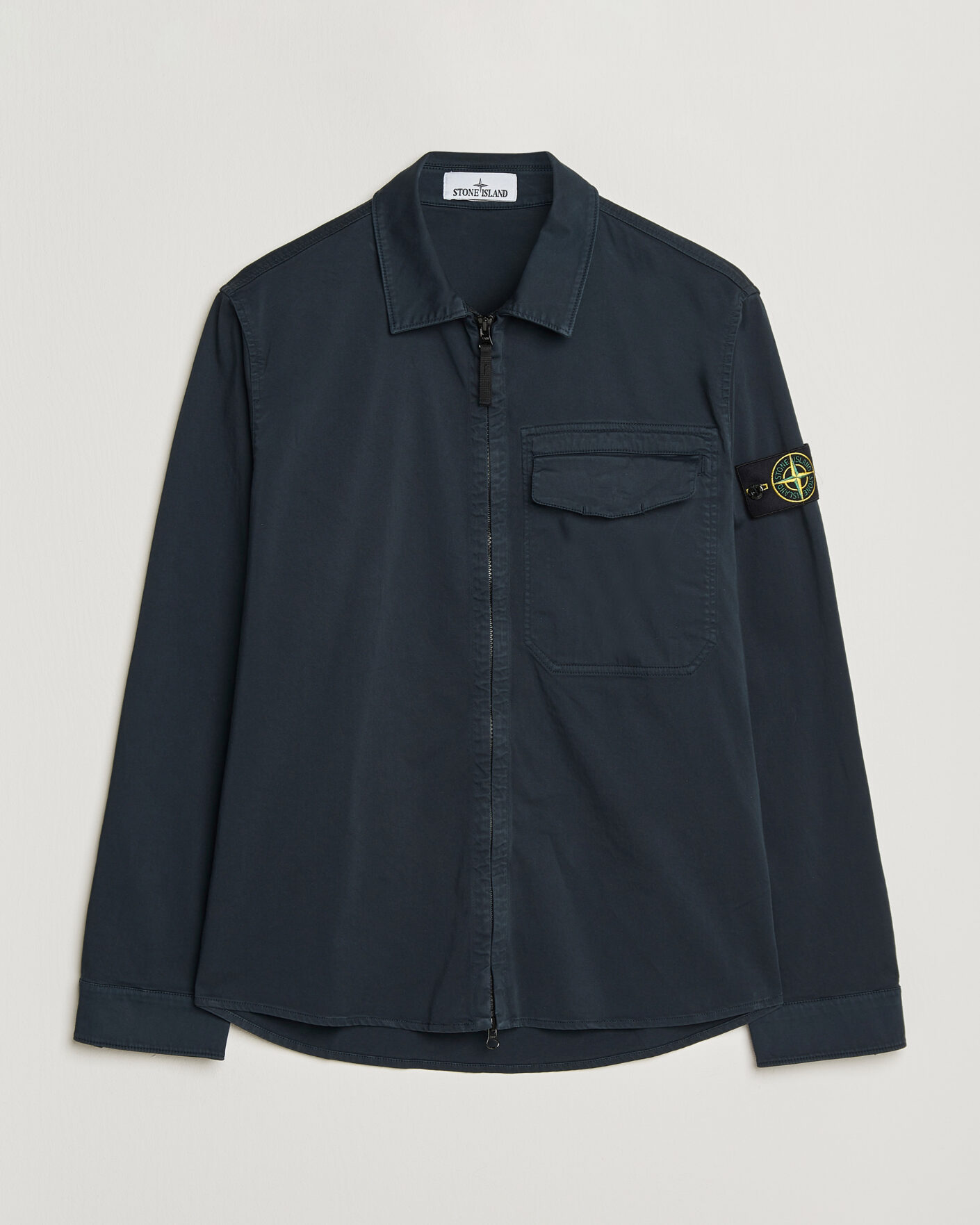 Herren | Hemden | Stone Island | Cotton Stretch Zip Overshirt Navy