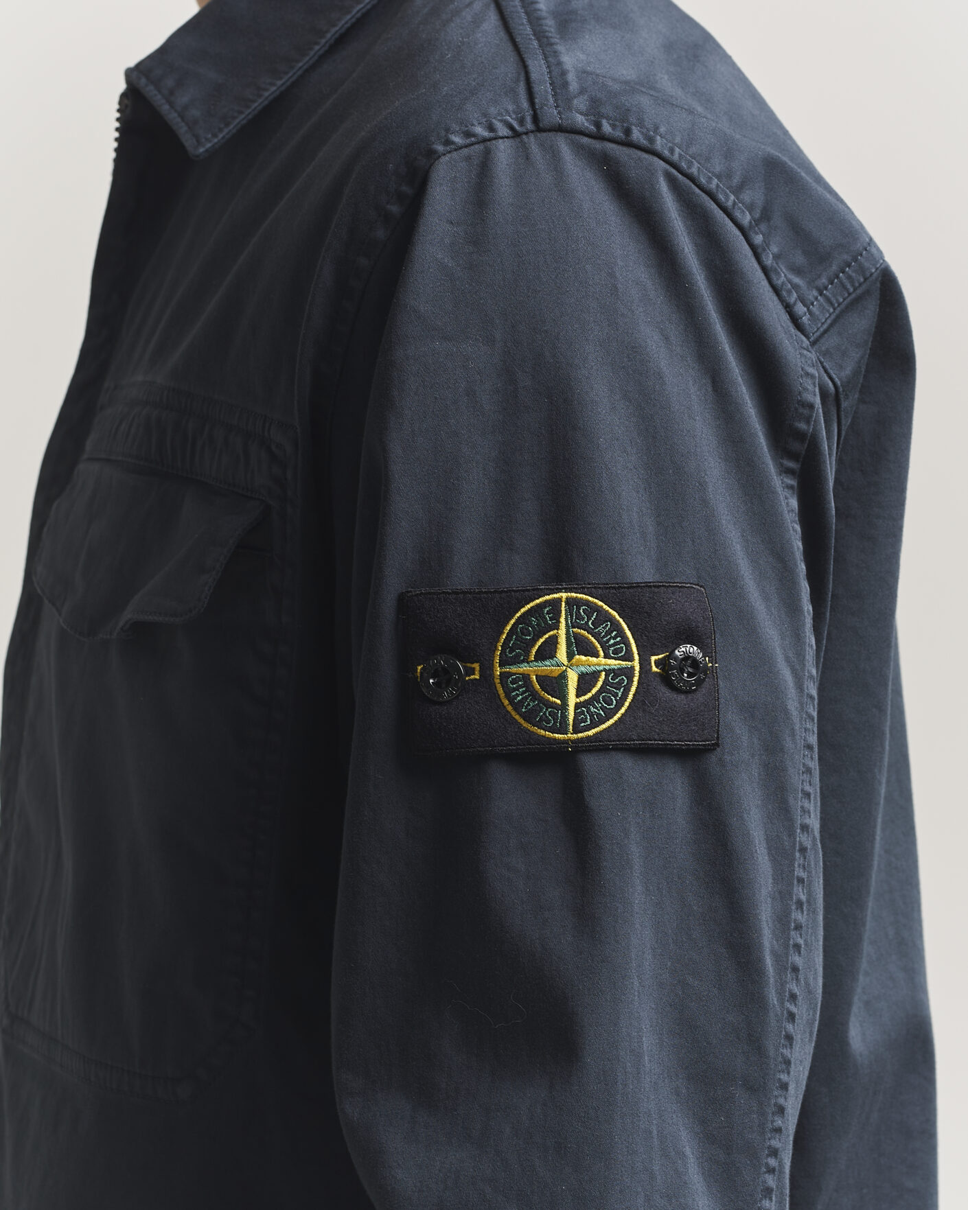 Herren | Hemden | Stone Island | Cotton Stretch Zip Overshirt Navy