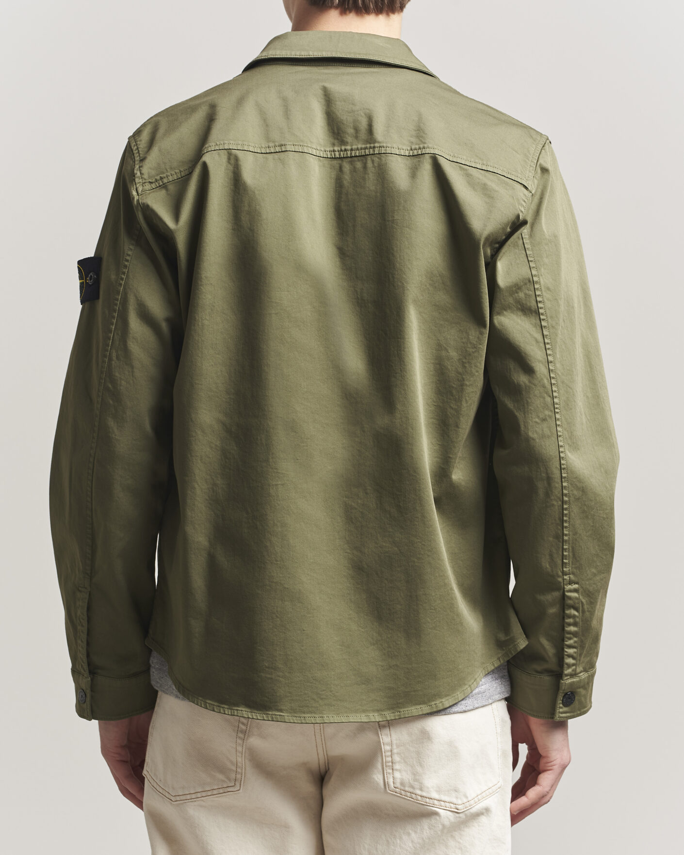 Herren | Hemden | Stone Island | Cotton Stretch Zip Overshirt Military Green