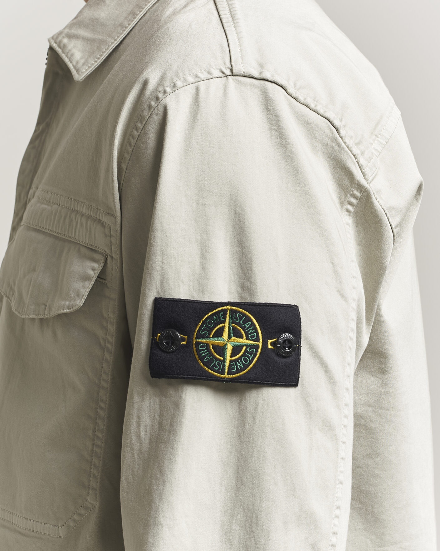 Herren | Hemden | Stone Island | Cotton Stretch Zip Overshirt Pearl Grey