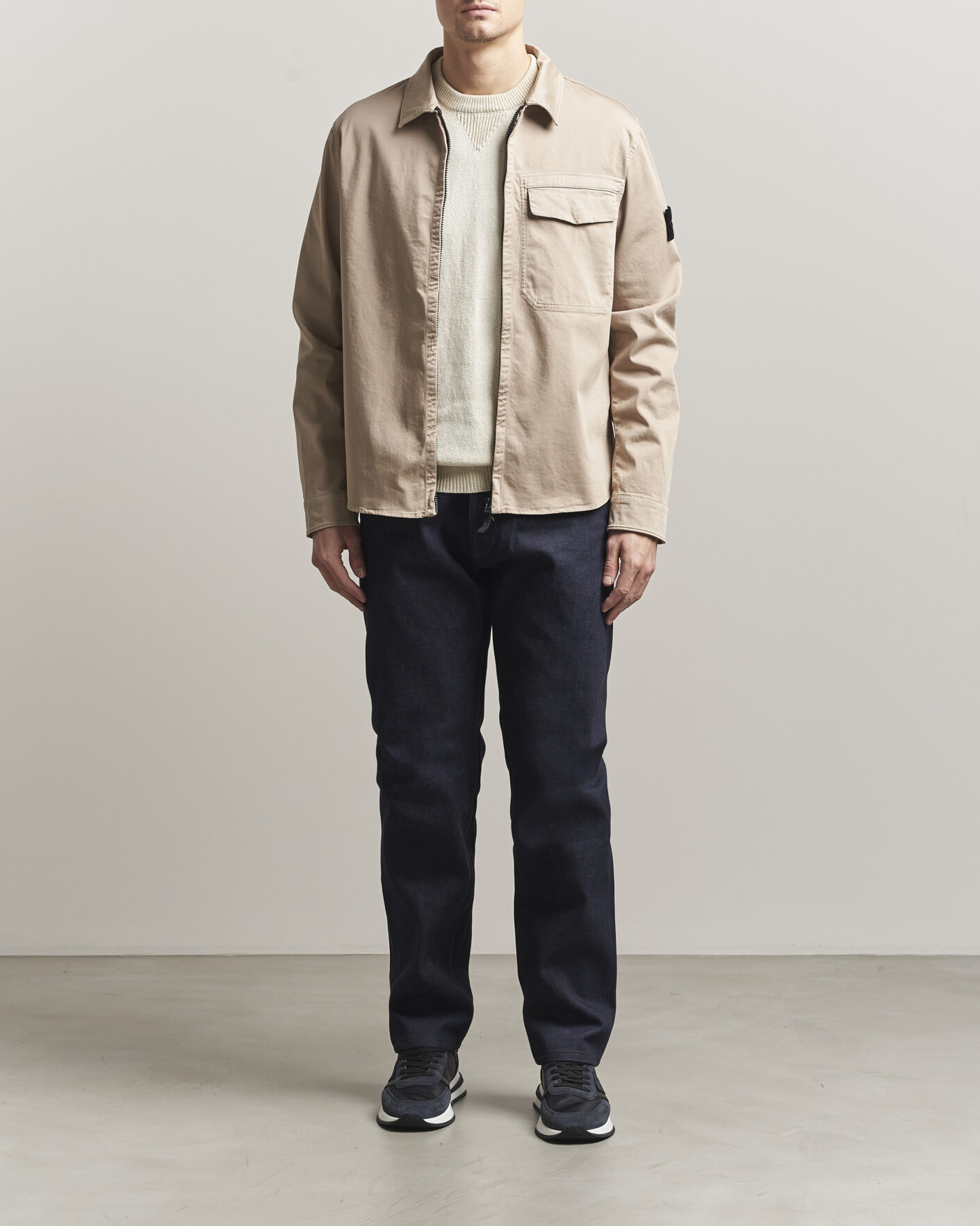 Herren | Hemden | Stone Island | Cotton Stretch Zip Overshirt Desert