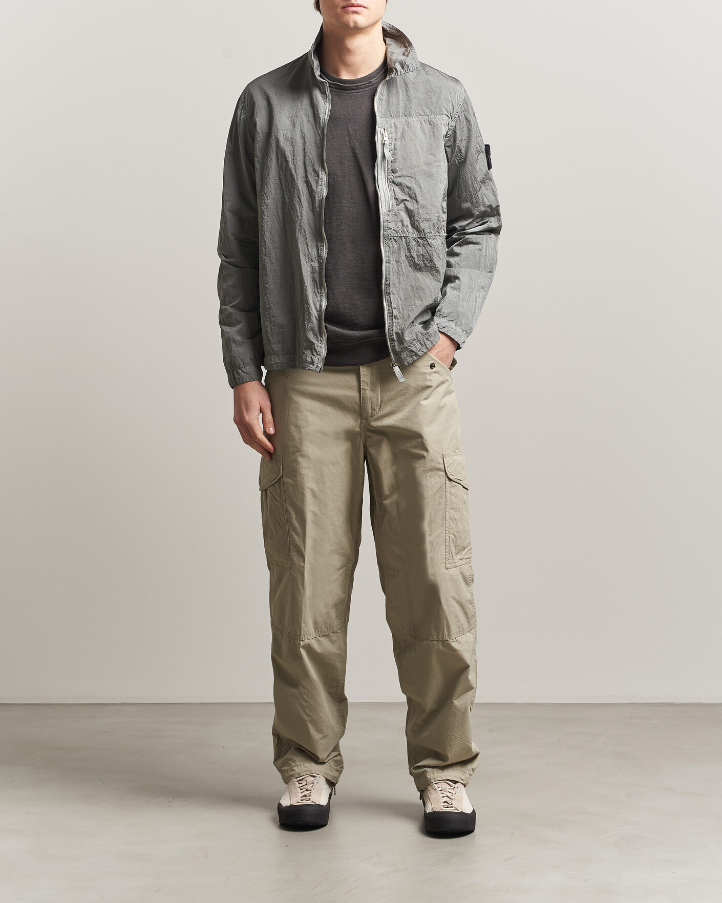 Herren | Hemden | Stone Island | Nylon Metal Zip Overshirt Pearl Grey