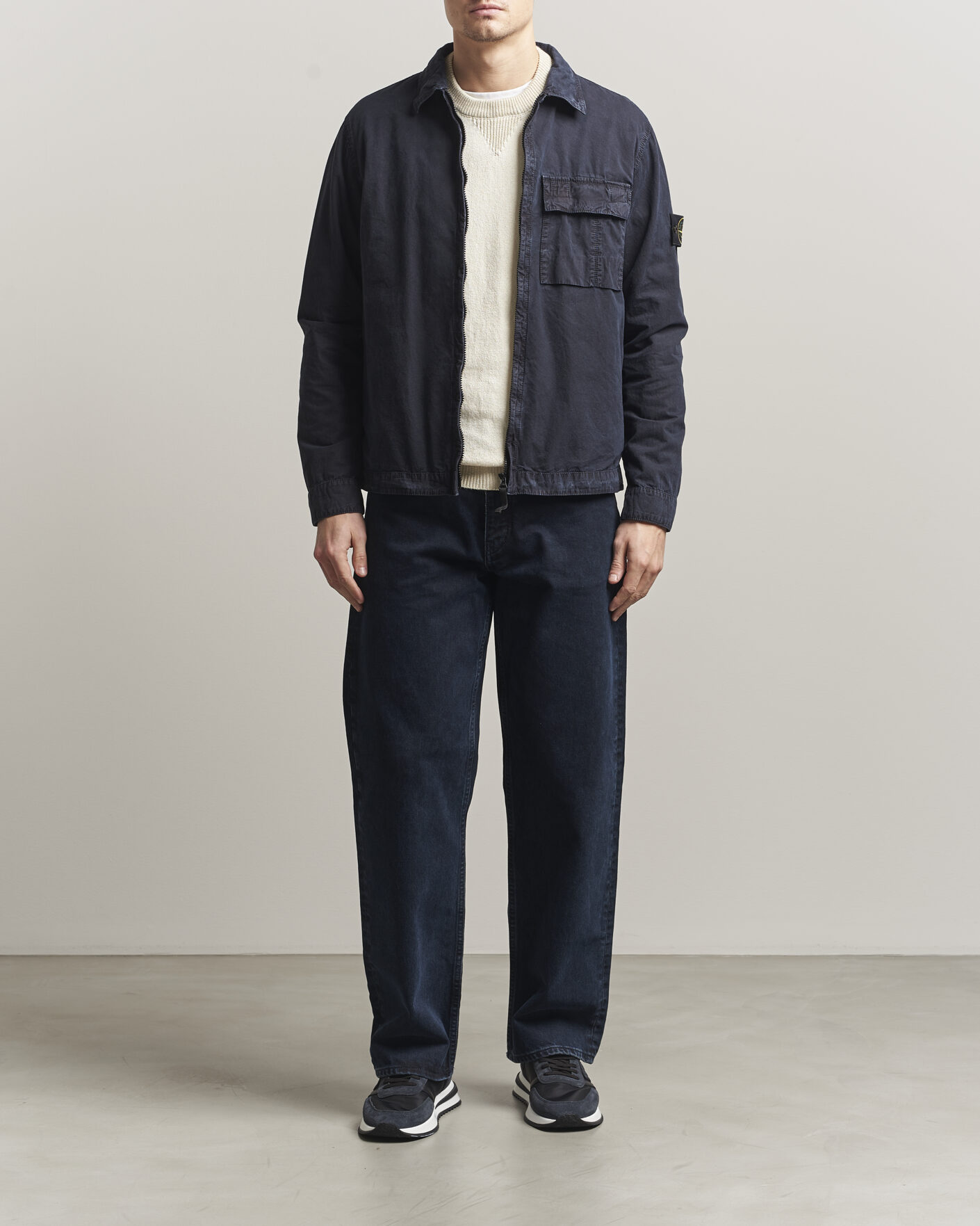 Herren | Hemden | Stone Island | Brushed Cotton Canvas Zip Overshirt Navy
