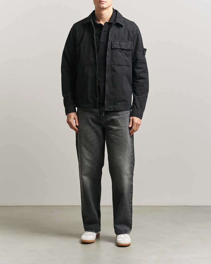 Herren | Hemden | Stone Island | Brushed Cotton Canvas Zip Overshirt Black