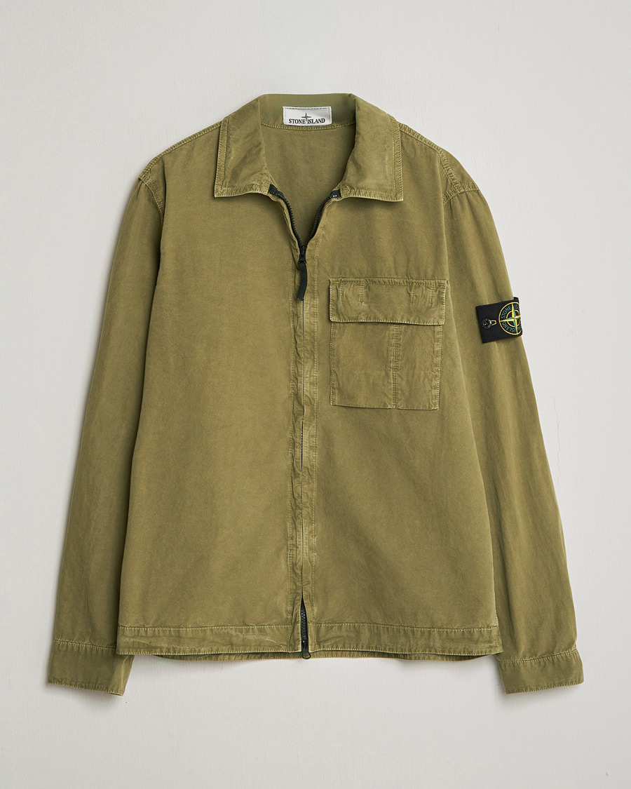Herren | Hemden | Stone Island | Brushed Cotton Canvas Zip Overshirt Military Green