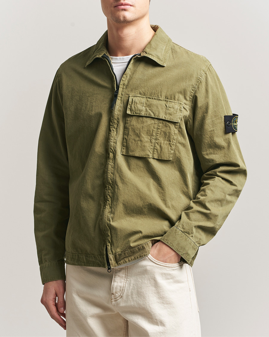 Herren | Hemden | Stone Island | Brushed Cotton Canvas Zip Overshirt Military Green