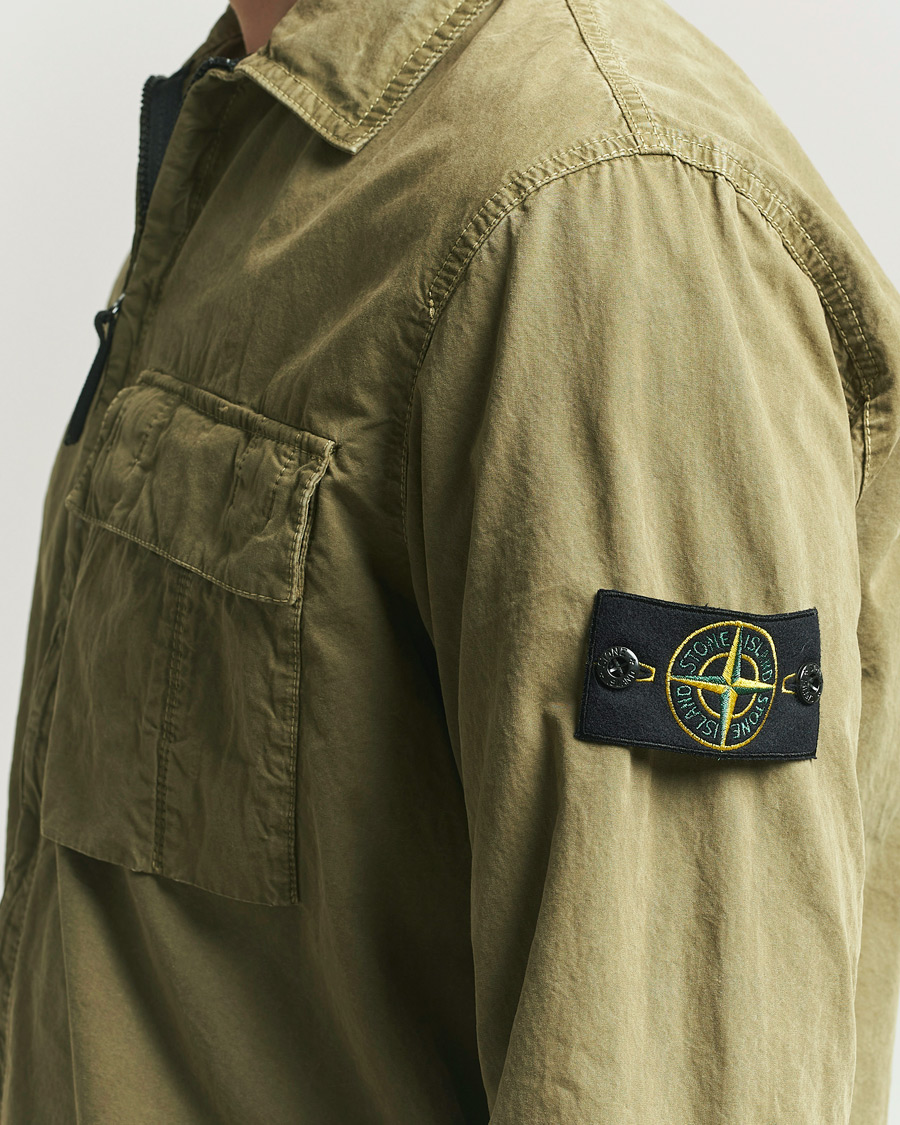 Herren | Hemden | Stone Island | Brushed Cotton Canvas Zip Overshirt Military Green