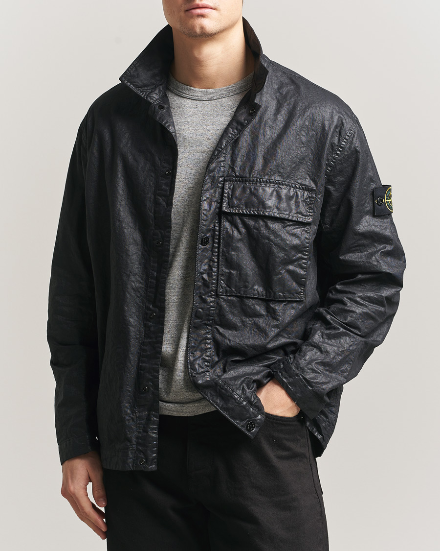 Herren | Hemden | Stone Island | Garment Dyed Nylon Zip Overshirt Black