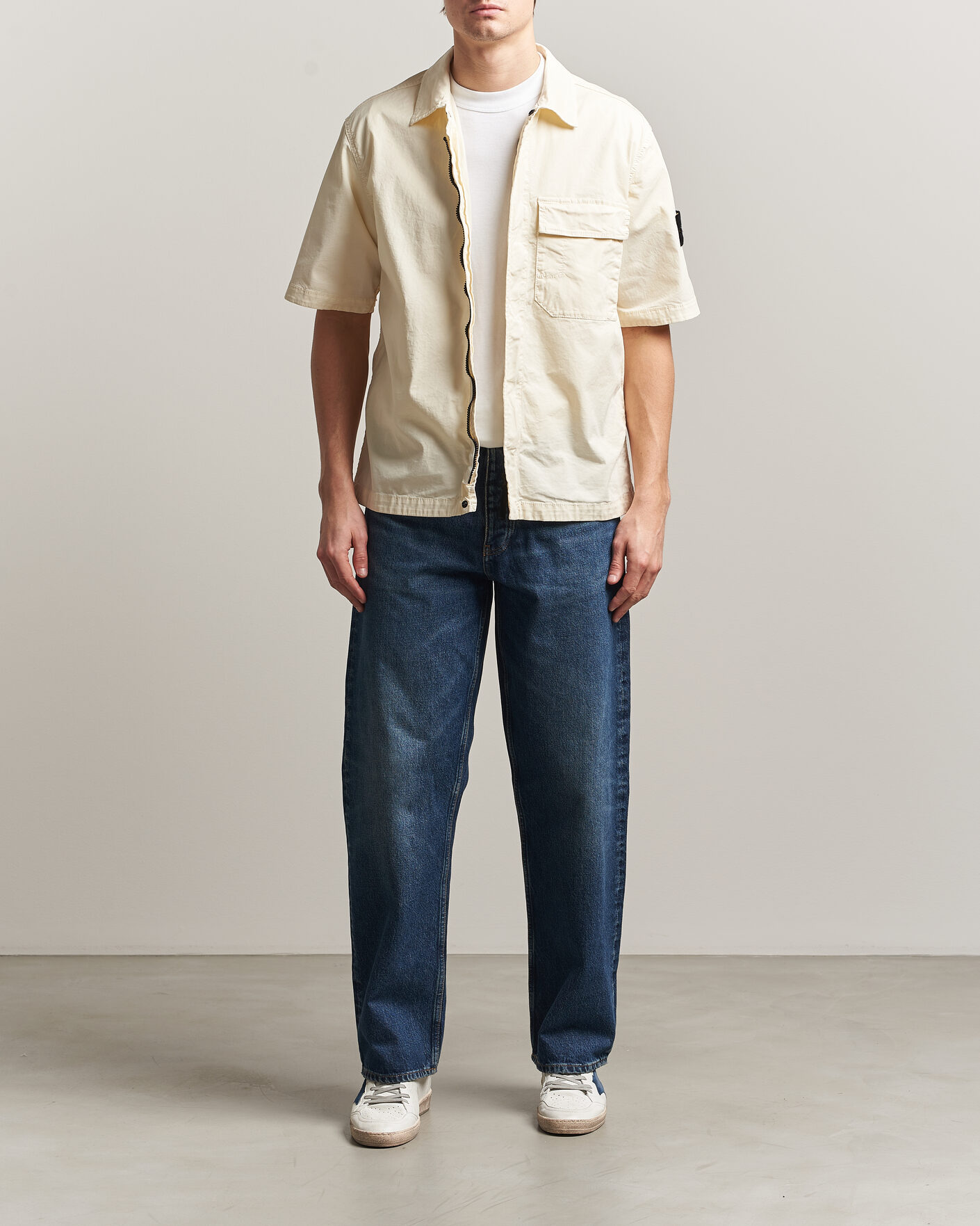 Herren | Hemden | Stone Island | Organic Cotton Twill Short Sleeve Shirt Ivory