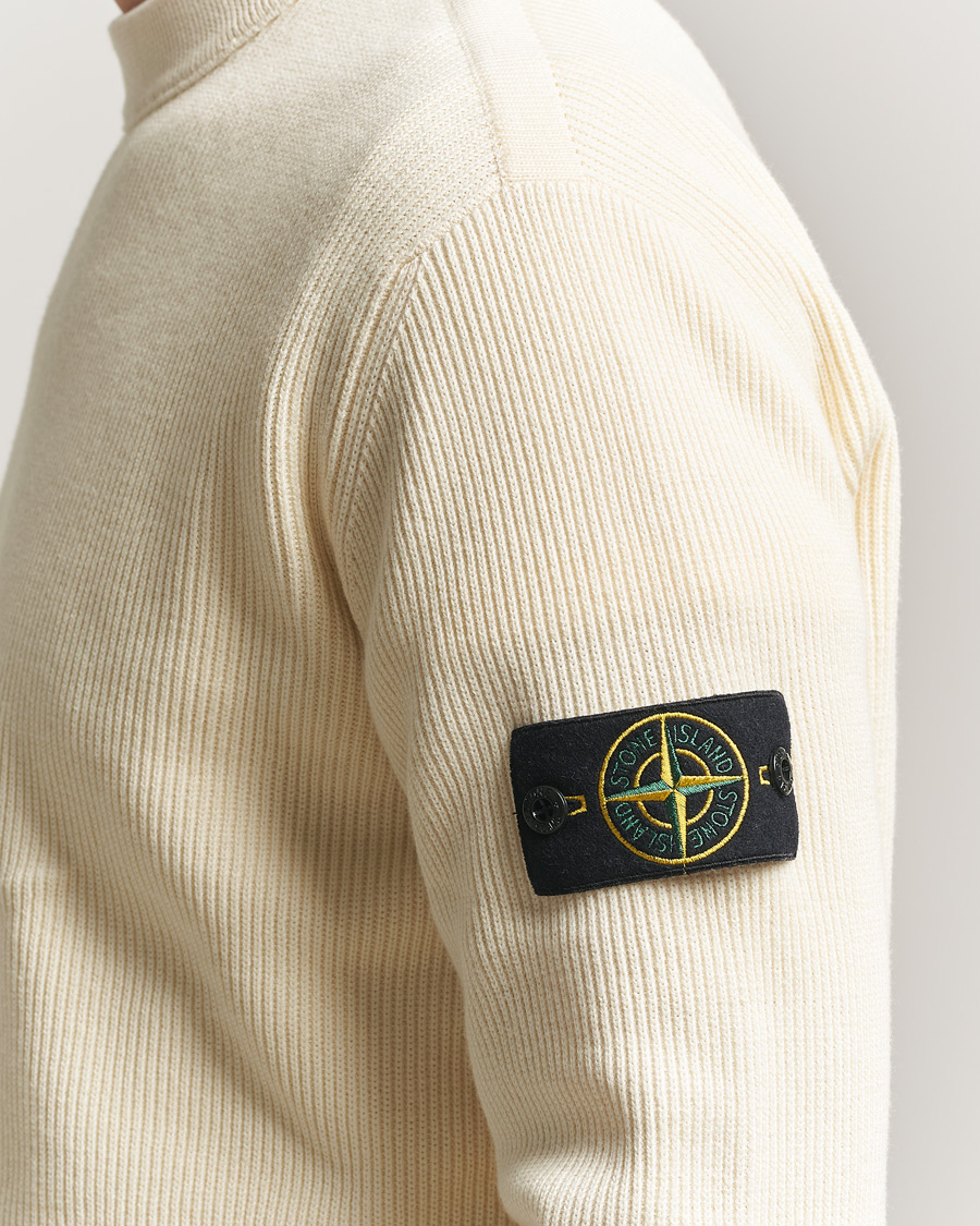 Herren | Pullover | Stone Island | Ribbed Soft Organic Cotton Crewneck Ivory