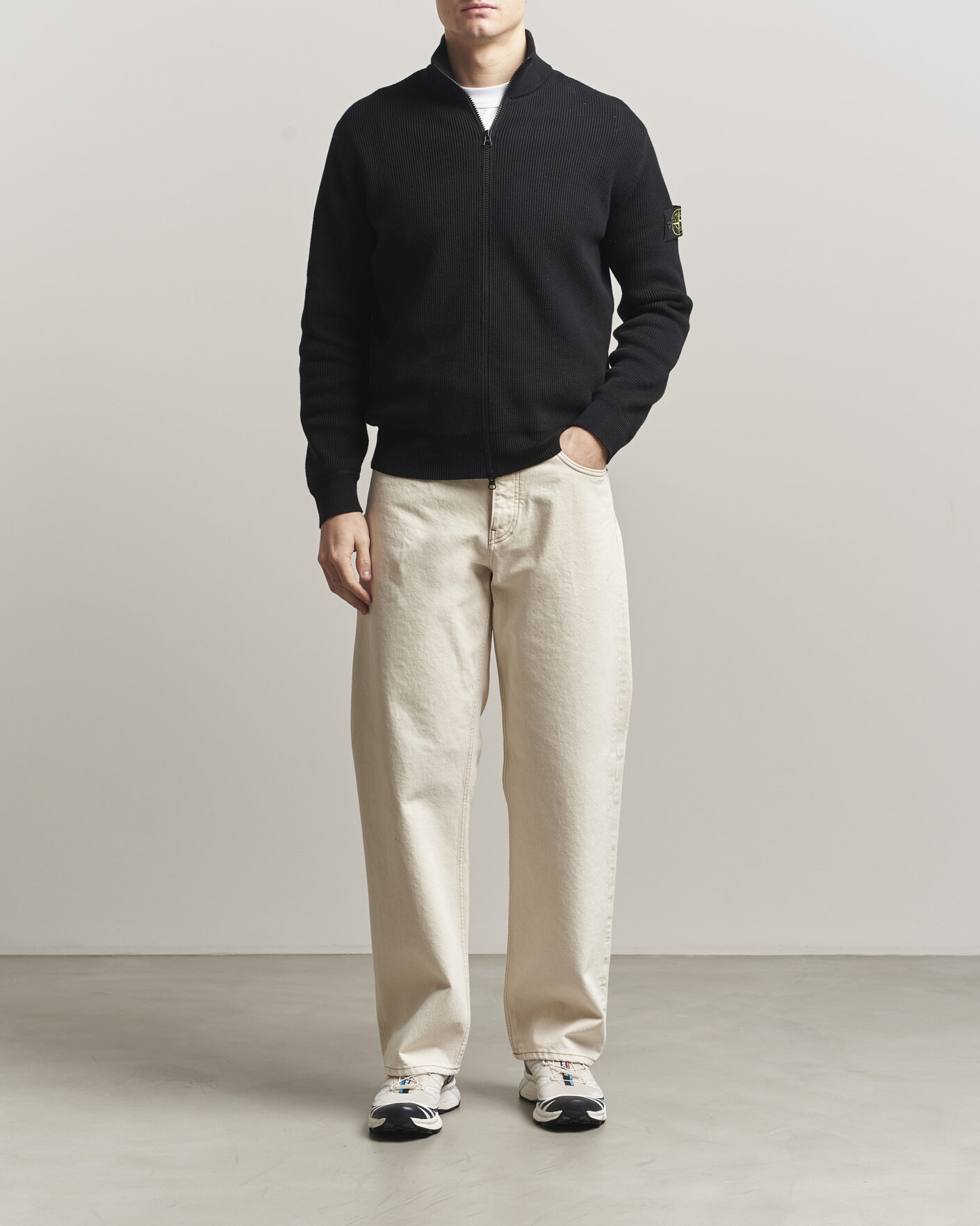 Herren | Pullover | Stone Island | Ribbed Soft Organic Cotton Full Zip Black