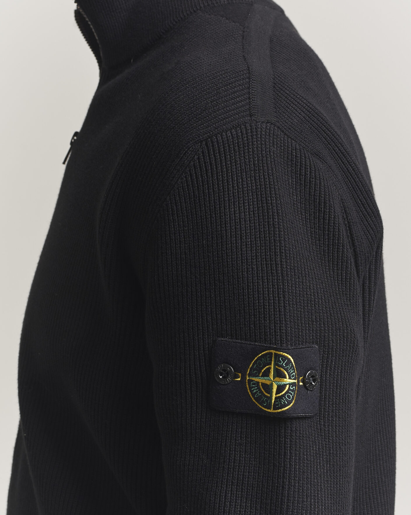 Herren | Pullover | Stone Island | Ribbed Soft Organic Cotton Full Zip Black