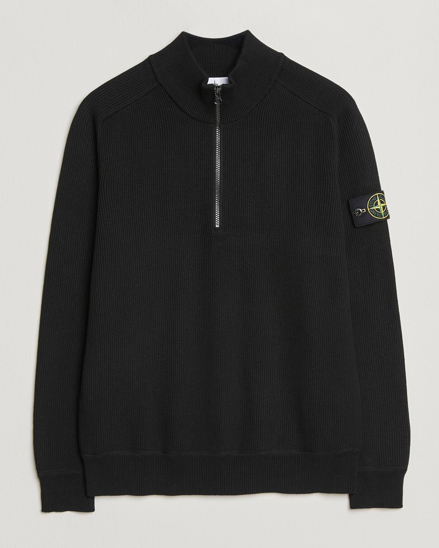 Herren | Pullover | Stone Island | Ribbed Soft Organic Cotton Half Zip Black
