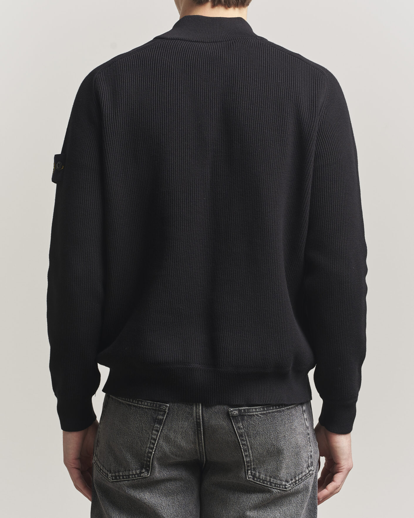 Herren | Pullover | Stone Island | Ribbed Soft Organic Cotton Half Zip Black