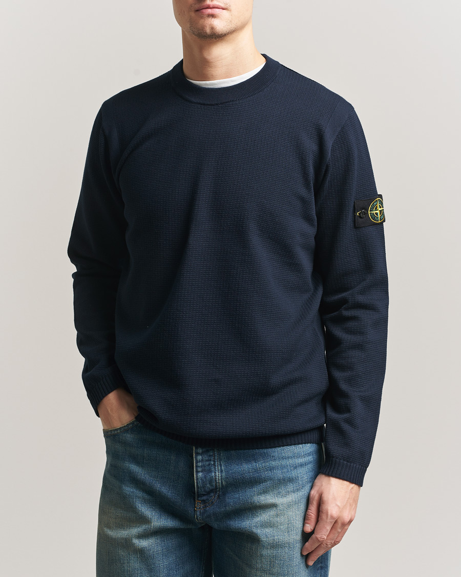 Herren | Pullover | Stone Island | Micro Stitch Soft Organic Cotton Crewneck Navy