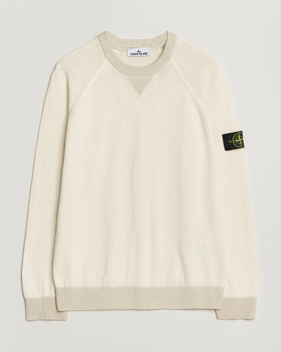 Herren | Pullover | Stone Island | Raw Hand Organic Cotton Raglan Crewneck Ivory