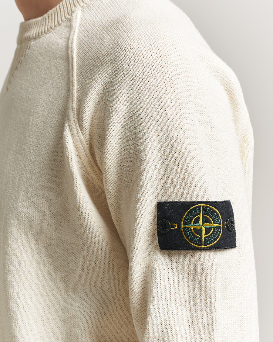 Herren | Pullover | Stone Island | Raw Hand Organic Cotton Raglan Crewneck Ivory