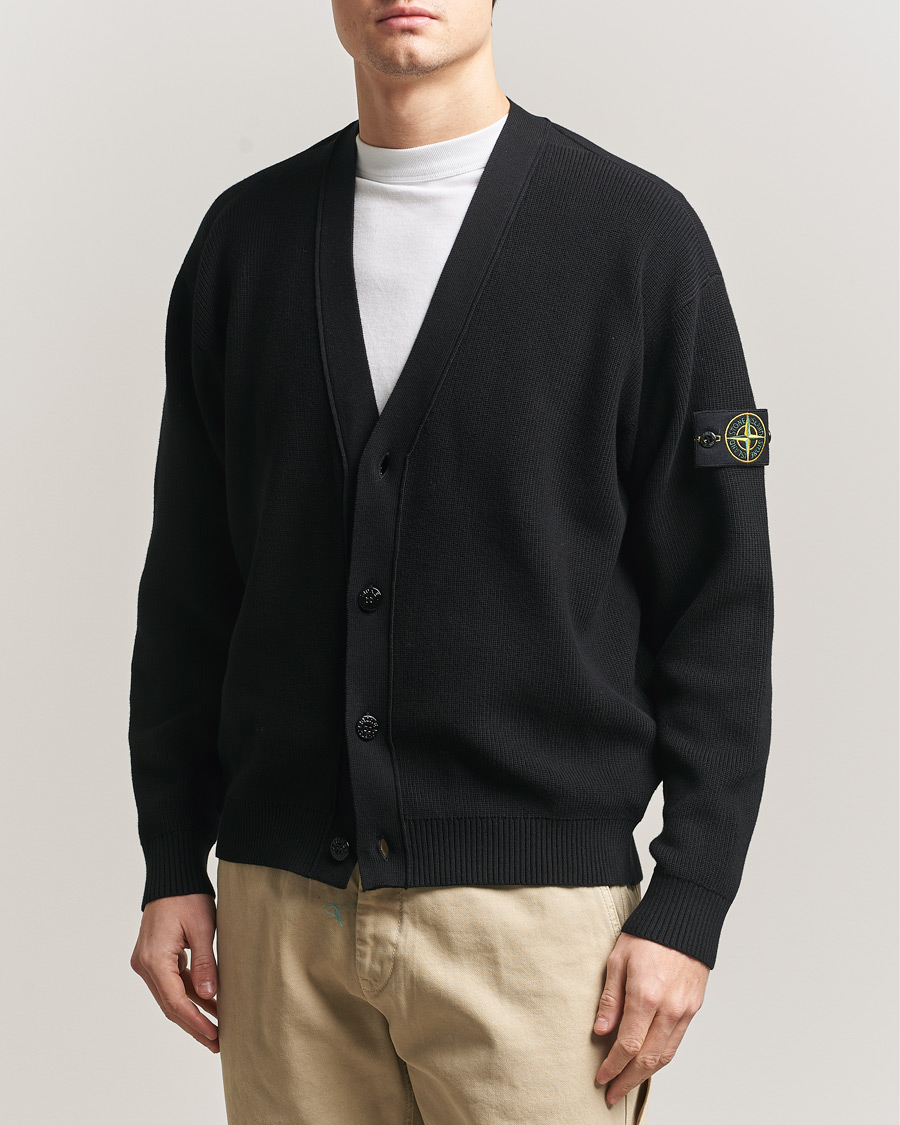 Herren | Pullover | Stone Island | Ribbed Soft Organic Cotton Cardigan Black