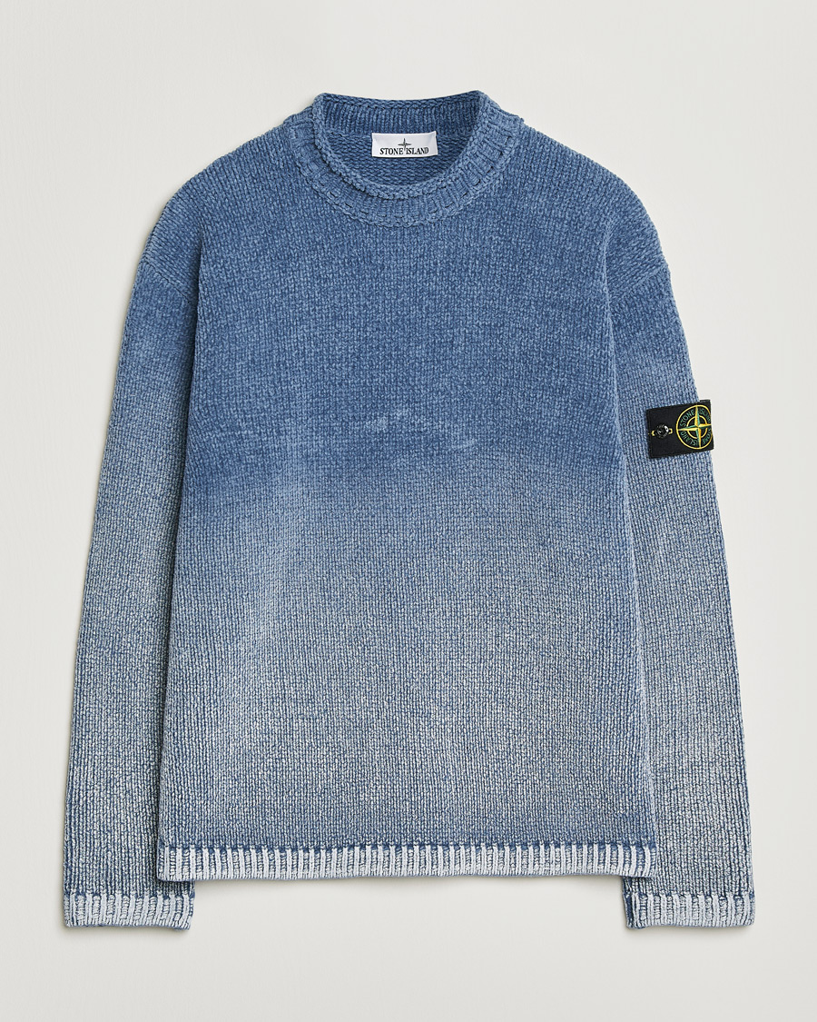 Herren | Pullover | Stone Island | Cotton Chenille Degrade Print Crewneck Dark Blue