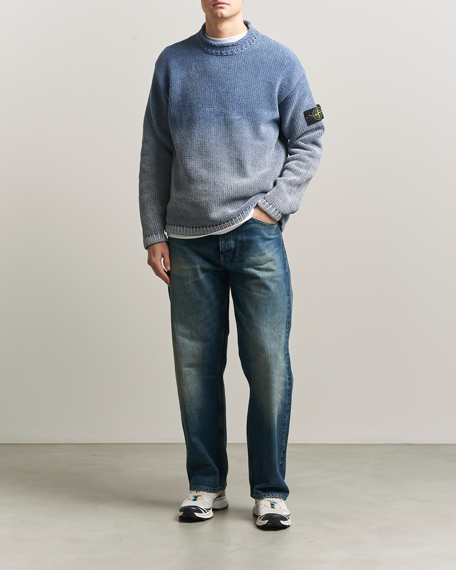 Herren | Pullover | Stone Island | Cotton Chenille Degrade Print Crewneck Dark Blue
