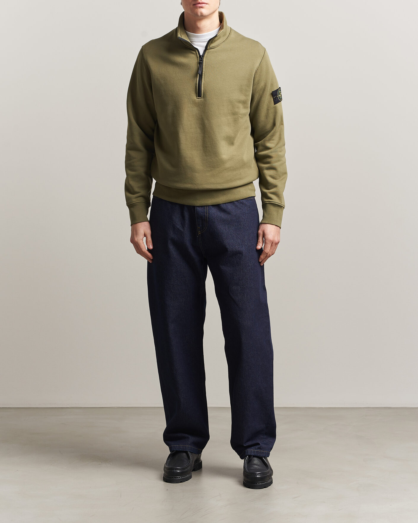 Herren | Pullover | Stone Island | Garment Dyed Fleece Half Zip Military Green