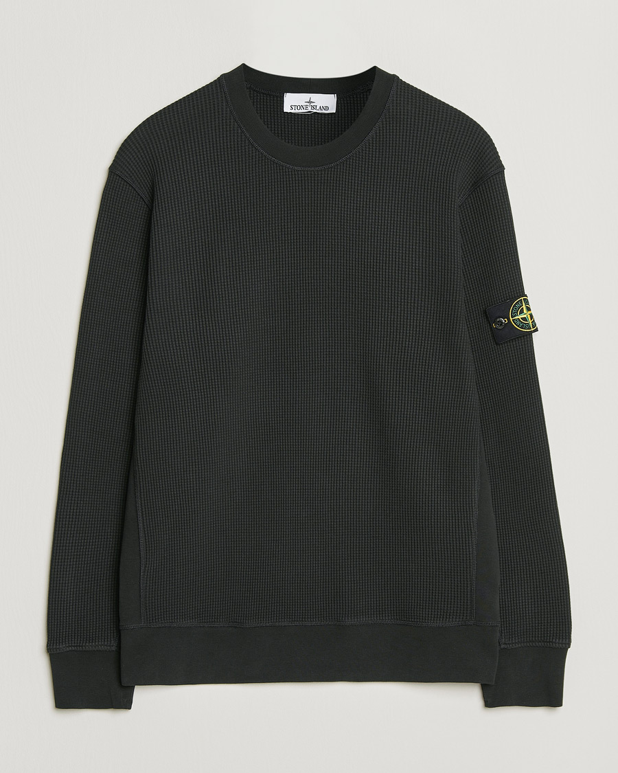 Herren | Pullover | Stone Island | Organic Cotton Waffle Fleece Sweatshirt Black