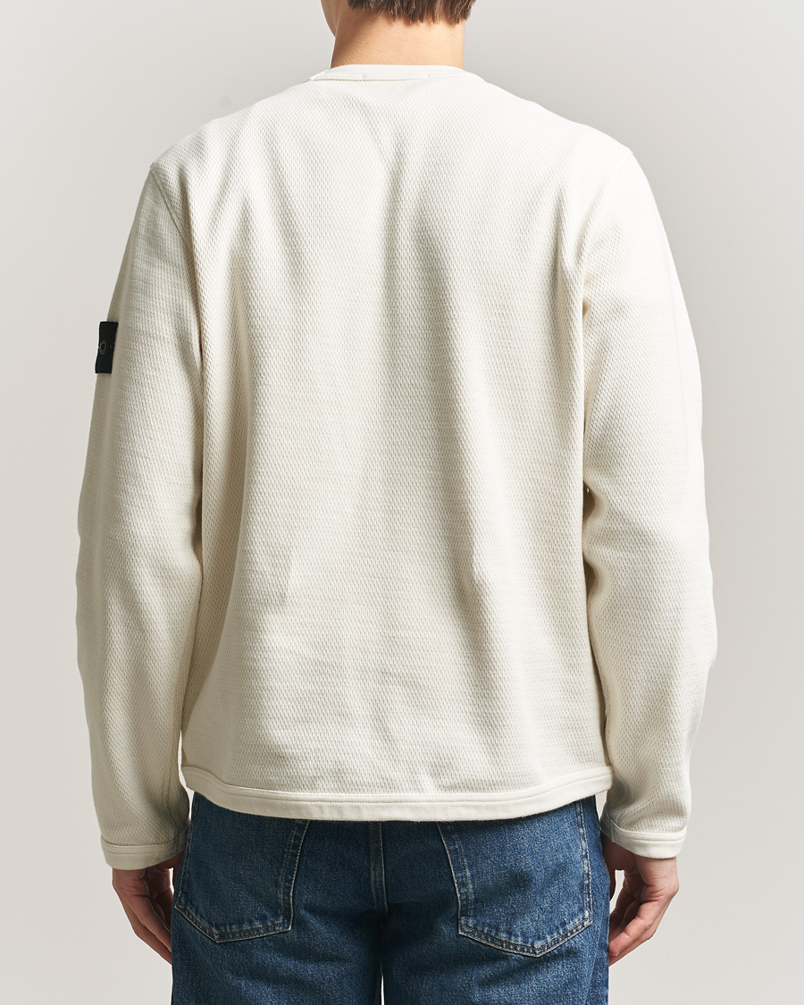 Herren | Pullover | Stone Island | Mesh Stitch Organic Cotton Fleece Crewneck Ivory