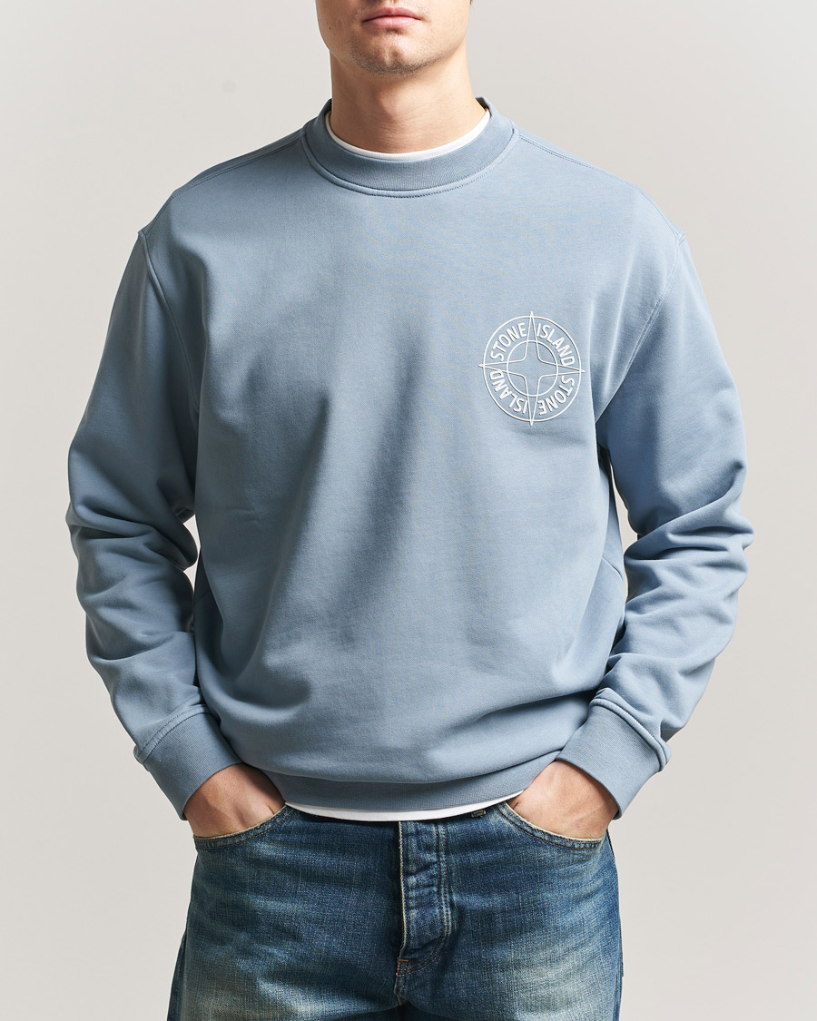 Herren | Pullover | Stone Island | Cotton Fleece Printed Logo Sweatshirt Dark Blue
