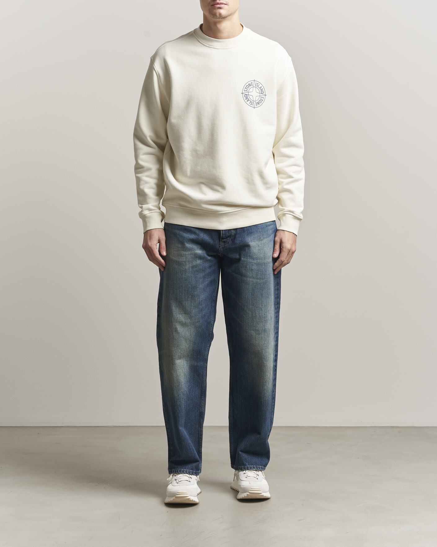 Herren | Pullover | Stone Island | Cotton Fleece Printed Logo Sweatshirt Ivory