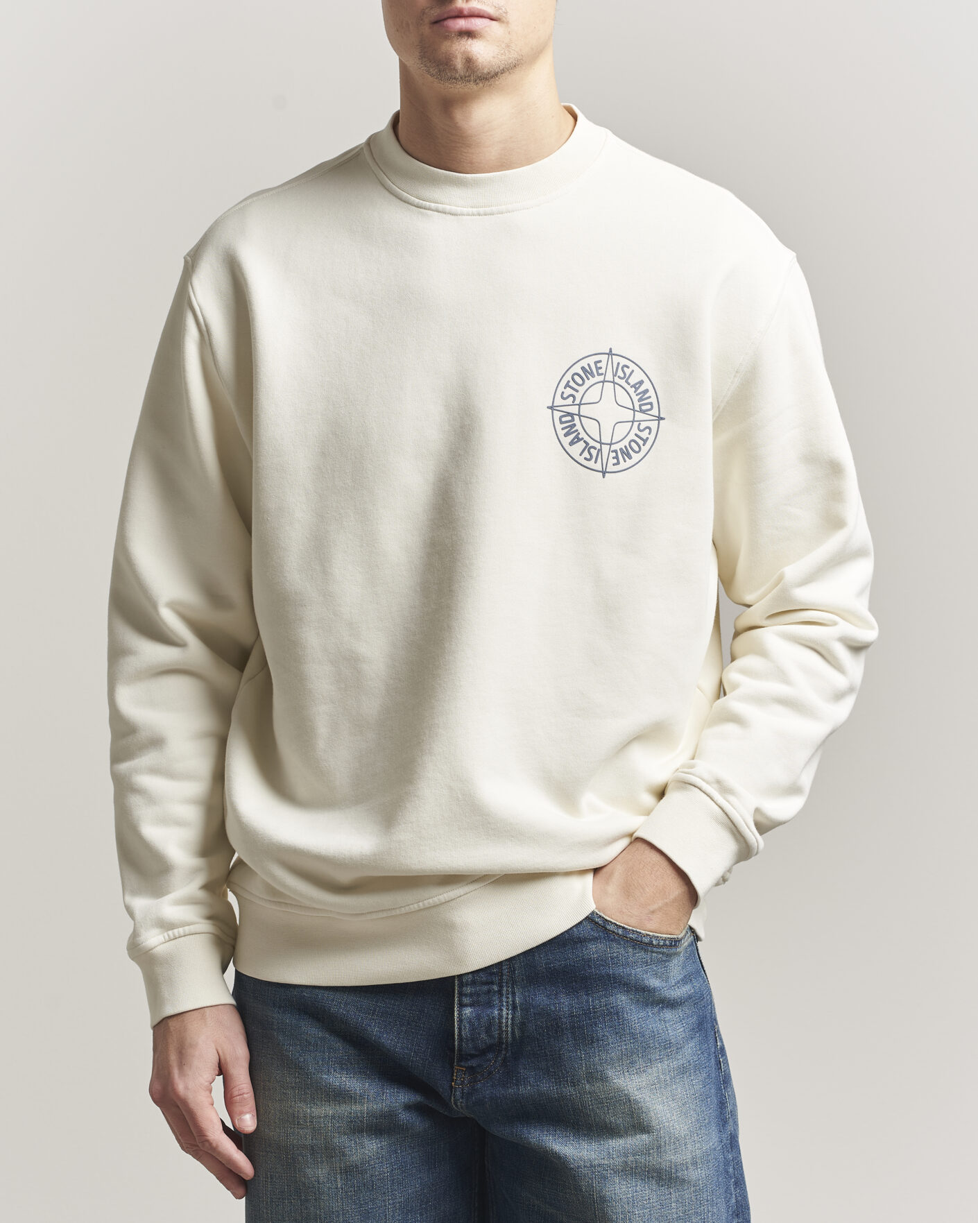 Herren | Pullover | Stone Island | Cotton Fleece Printed Logo Sweatshirt Ivory