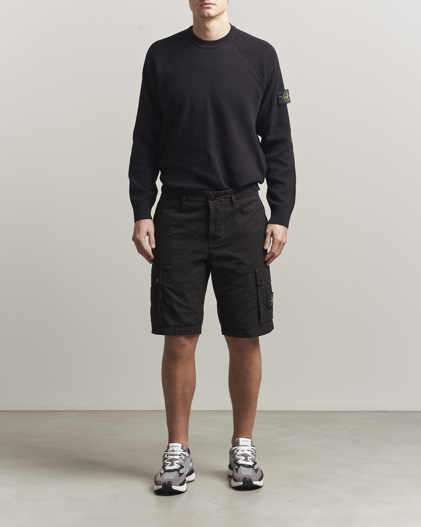 Herren | Shorts | Stone Island | Brushed Cotton Canvas Cargo Shorts Black