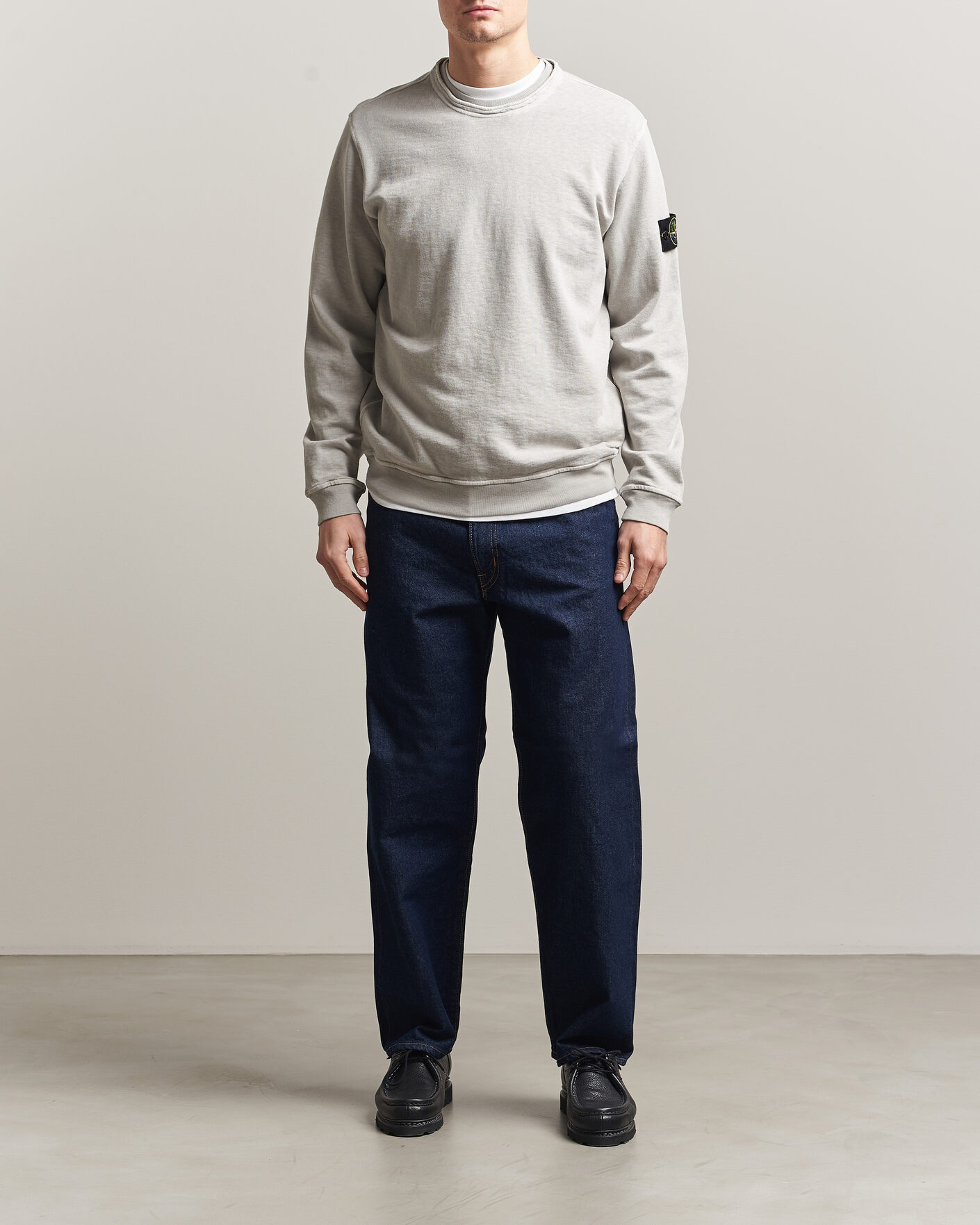 Herren | Pullover | Stone Island | Old Dyed Cotton Sweatshirt Pearl Grey