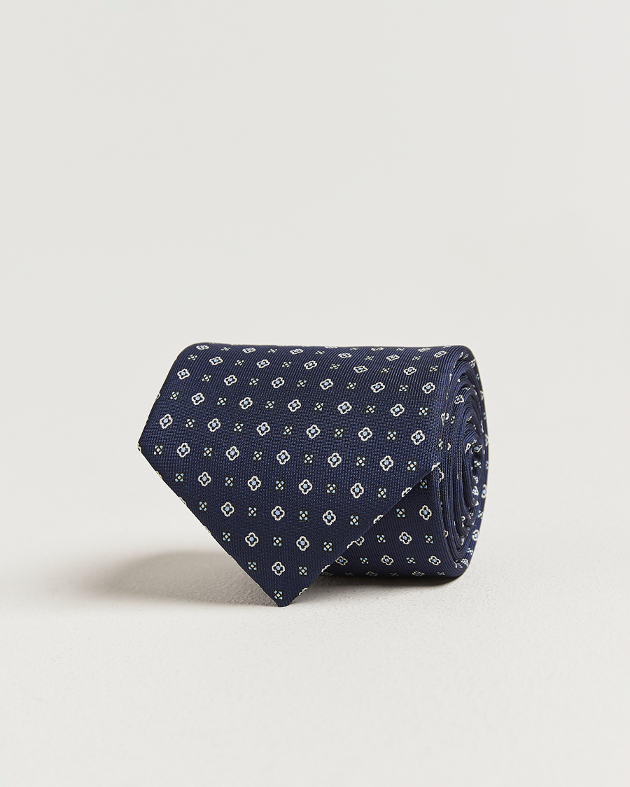 Herren | Krawatten | E. Marinella | 3-Fold Printed Silk Tie Navy