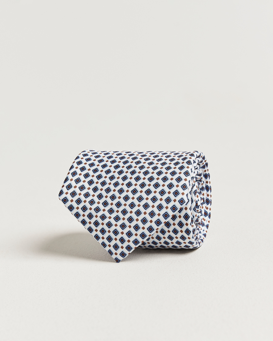 Herren | Krawatten | E. Marinella | 3-Fold Printed Silk Tie Blue/White