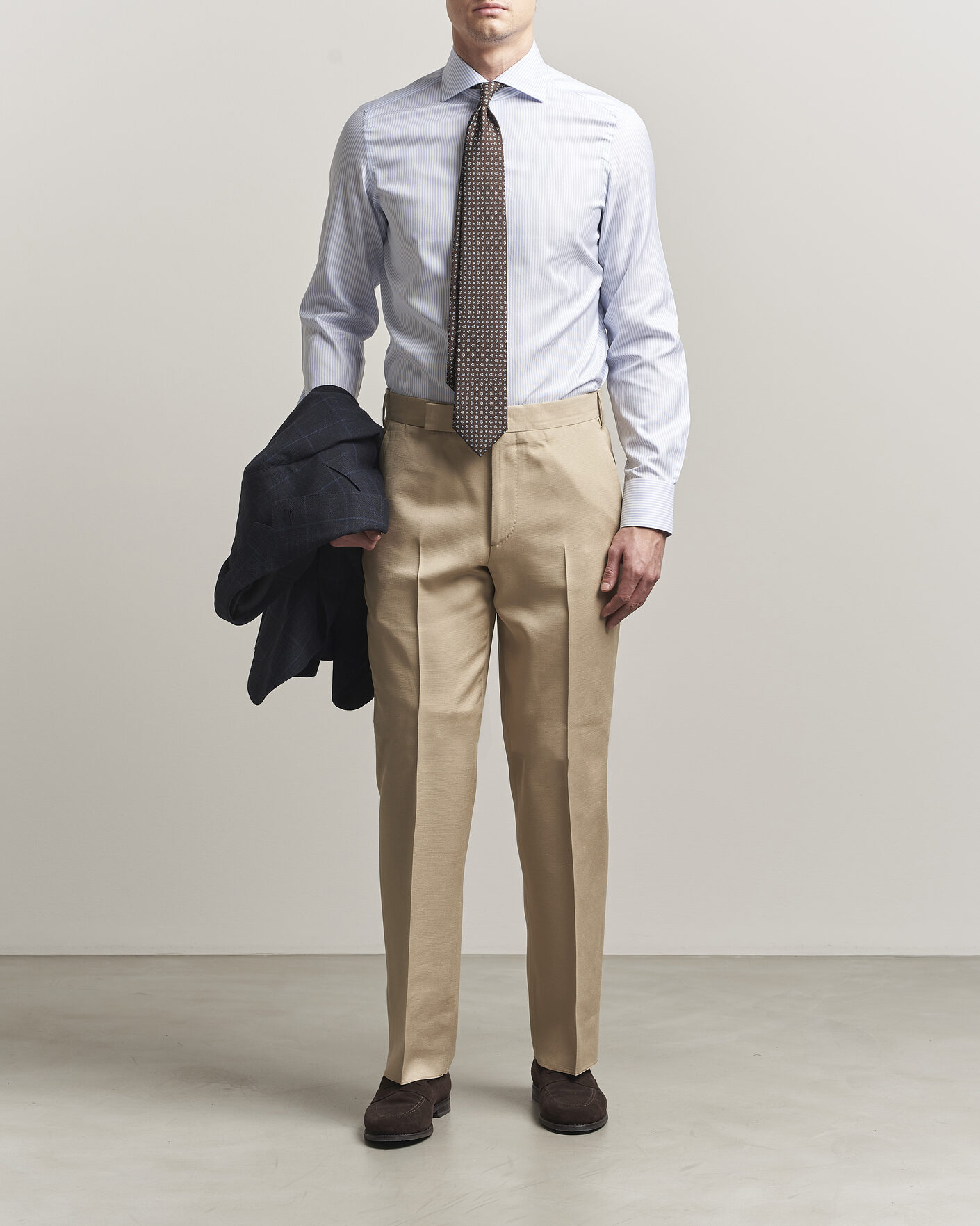 Herren | Hemden | Finamore Napoli | Milano Slim Royal Oxford Dress Shirt Light Blue Stripe