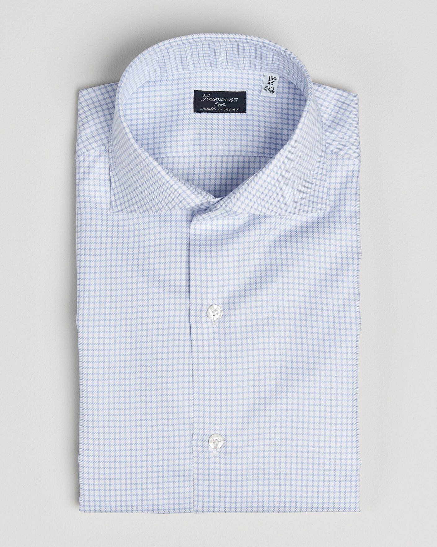 Herren | Hemden | Finamore Napoli | Milano Slim Twill Shirt Light Blue Check