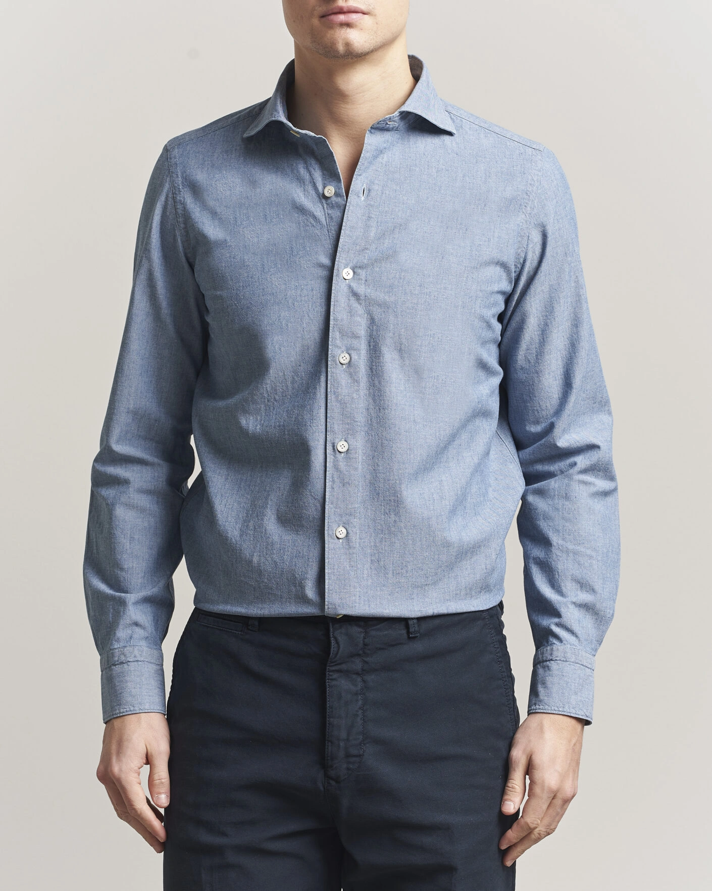 Herren | Hemden | Finamore Napoli | Gaeta Chambray Shirt Light Blue
