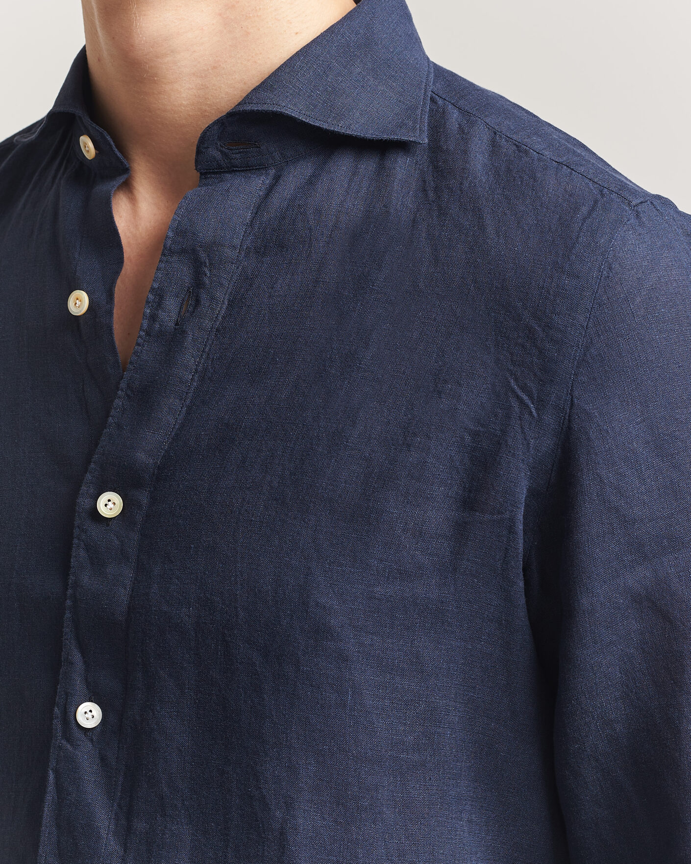 Herren | Hemden | Finamore Napoli | Gaeta Linen Shirt Navy