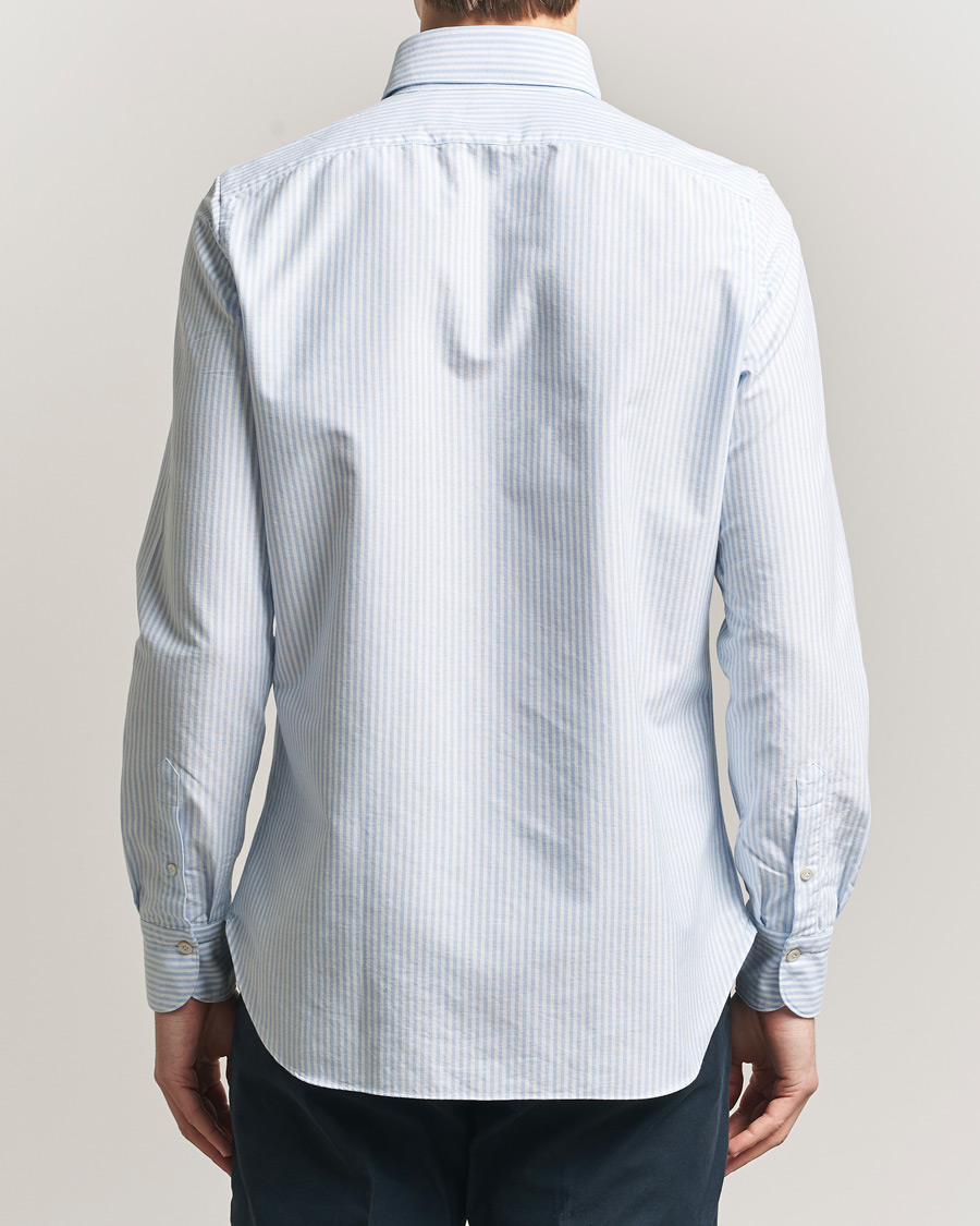 Herren | Hemden | Finamore Napoli | Gaeta Oxford Button Down Shirt Light Blue Stripe