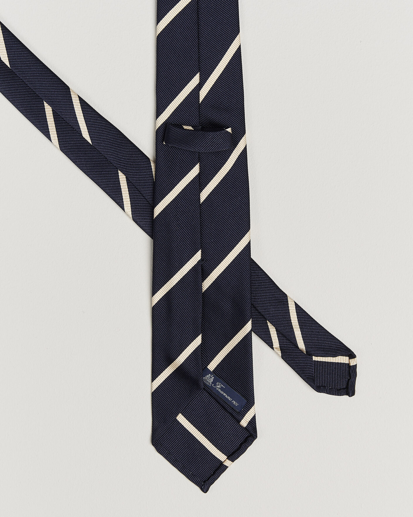 Herren | Krawatten | Finamore Napoli | Regimental Stripe Silk Tie Navy/White