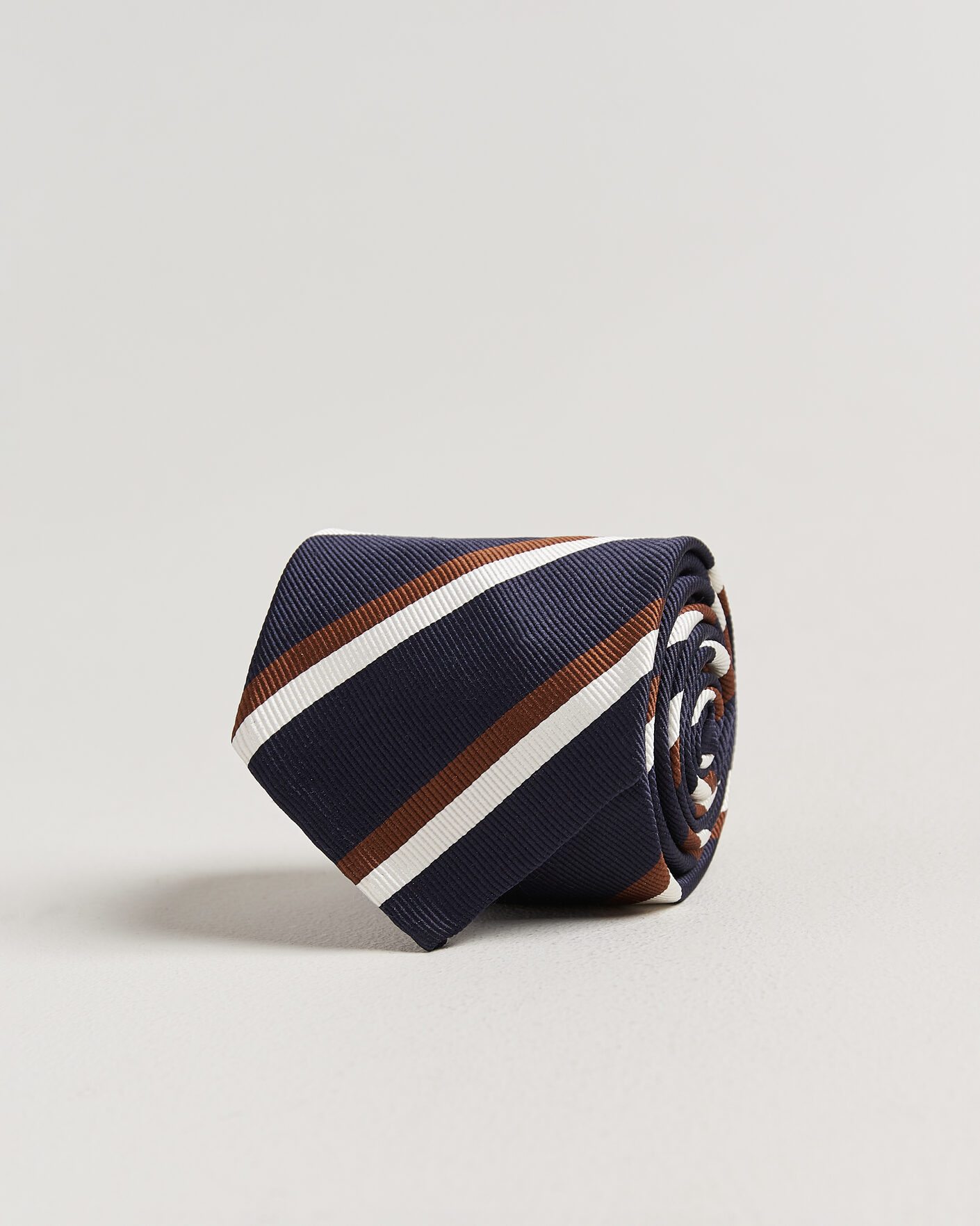 Herren | Krawatten | Finamore Napoli | Regimental Stripe Silk Tie Navy/Brown