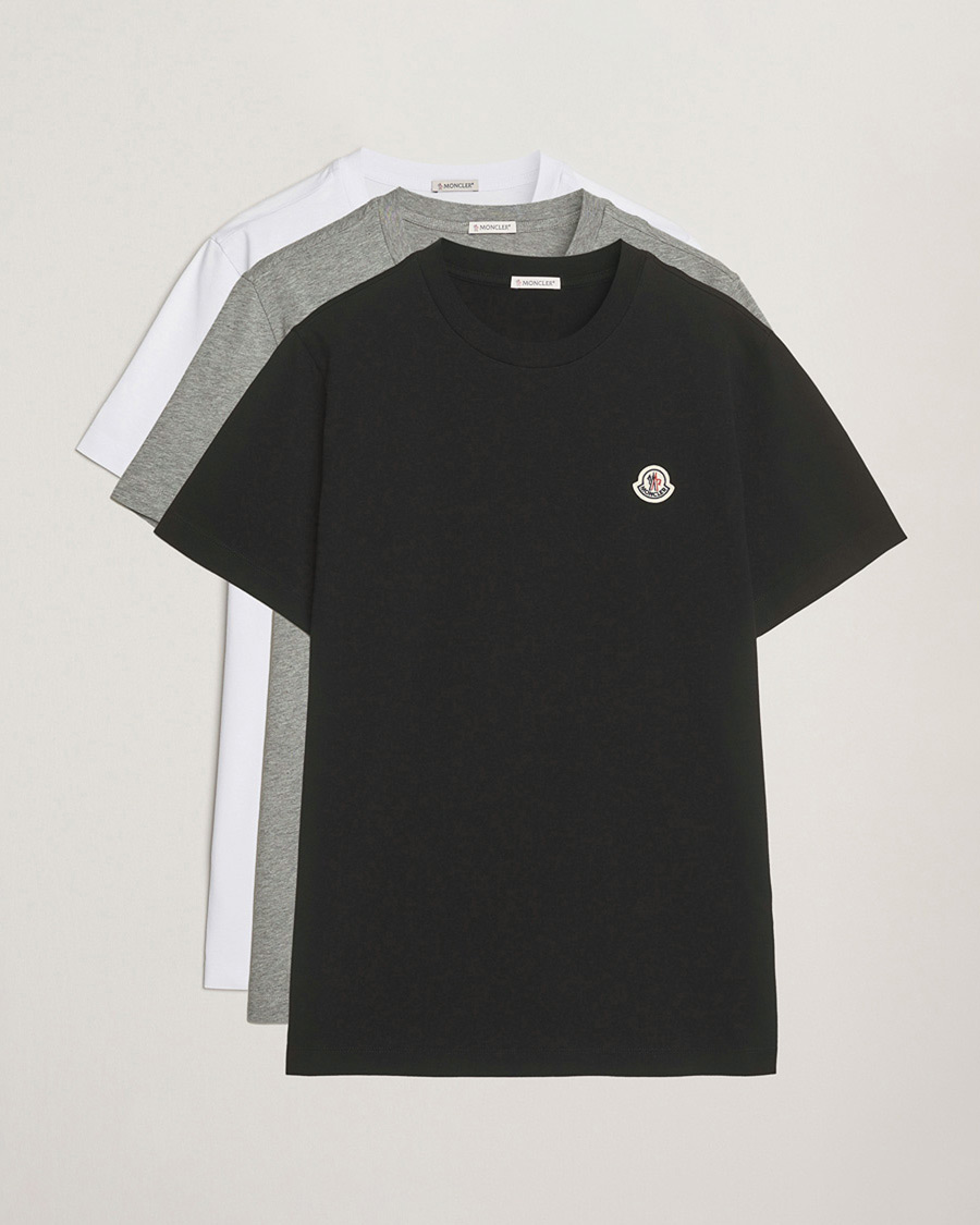 Herren | T-Shirts | Moncler | 3-Pack Logo T-Shirts Black/White/Grey