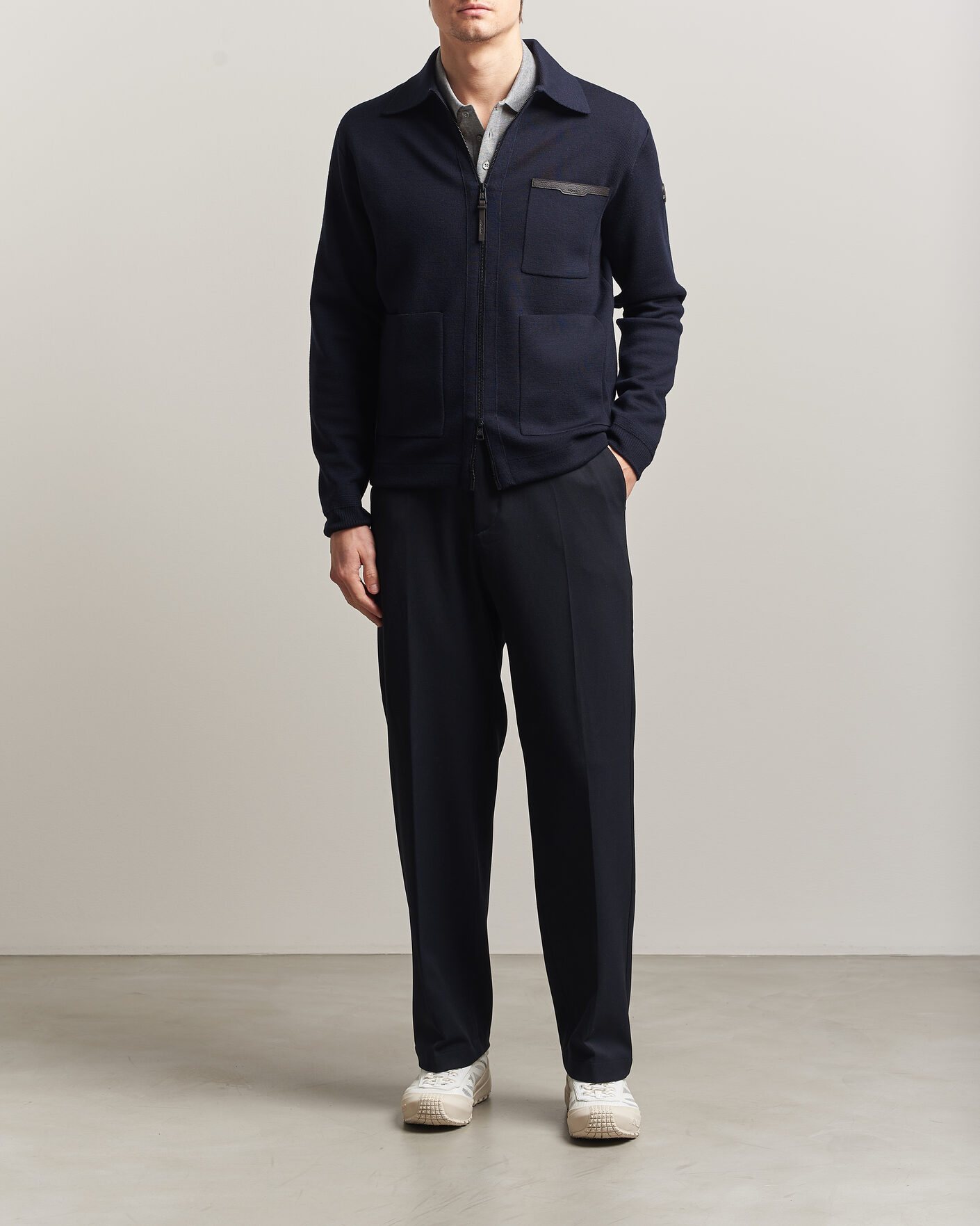 Herren | Pullover | Moncler | Zip Wool Cardigan Navy