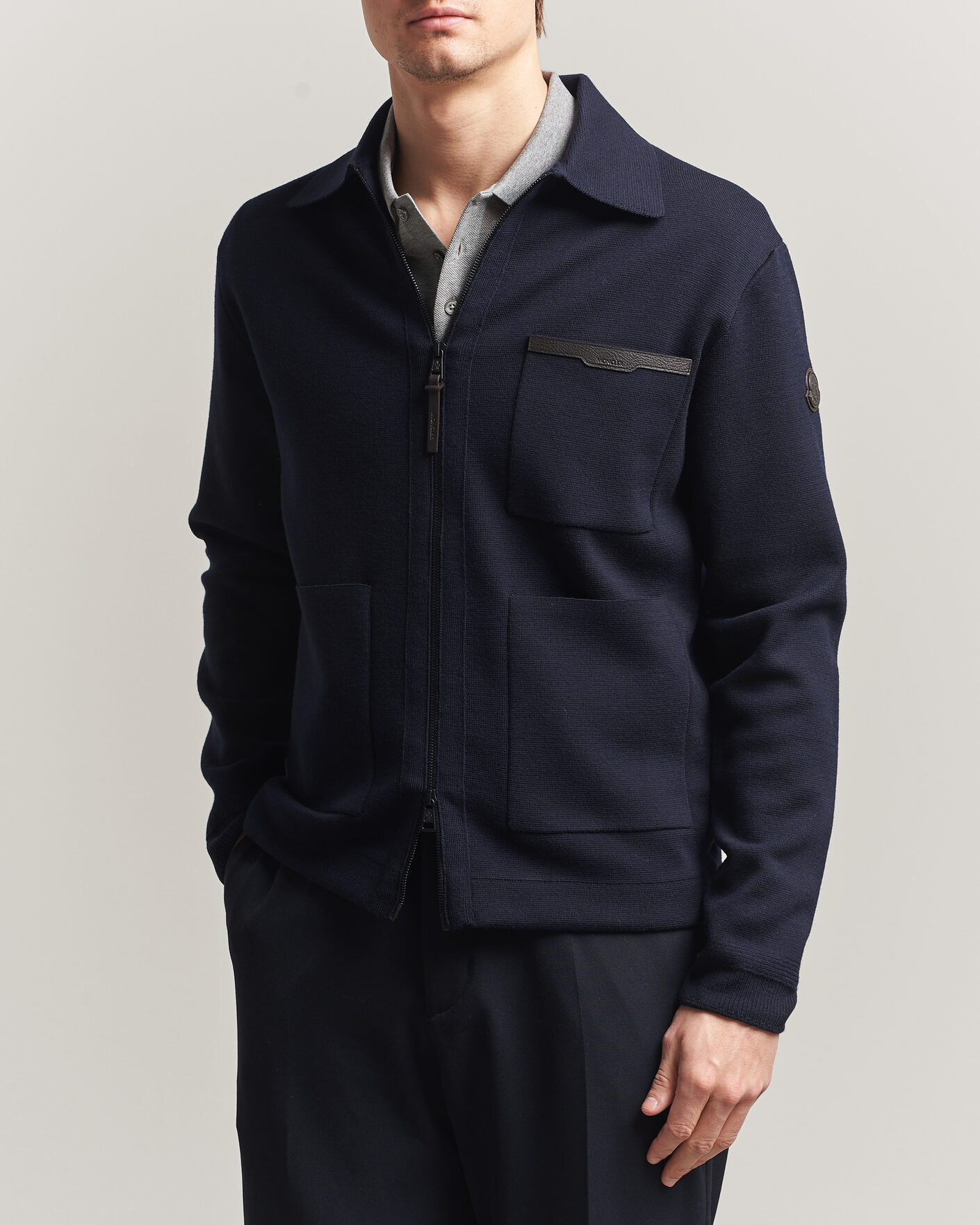 Herren | Pullover | Moncler | Zip Wool Cardigan Navy