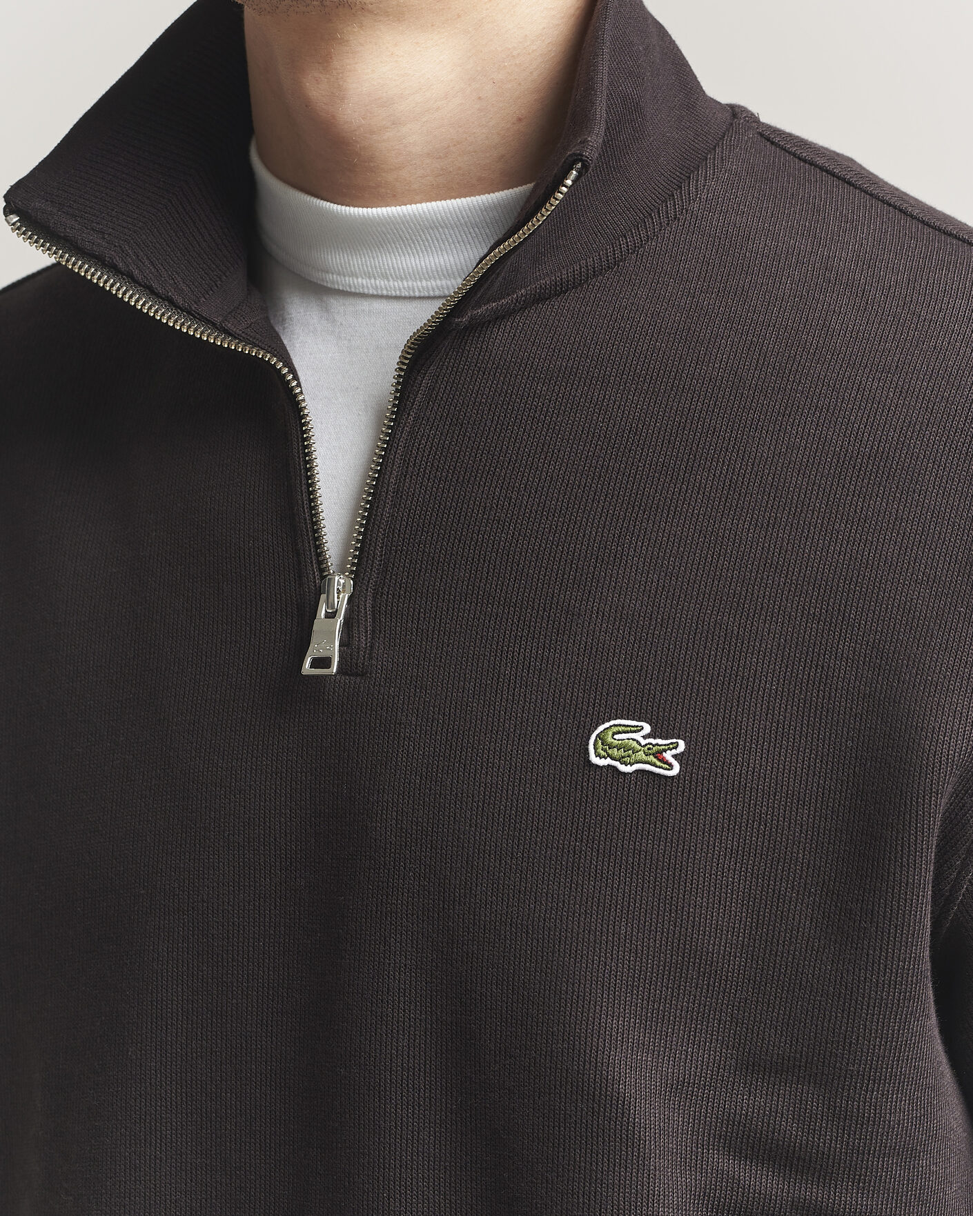 Herren | Pullover | Lacoste | Rib Interlock Half Zip Buffle Brown