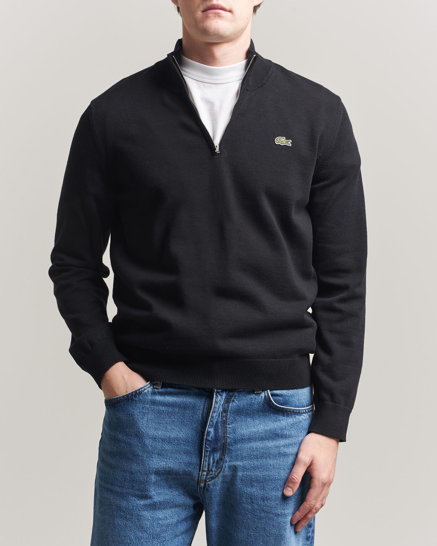Herren | Pullover | Lacoste | Cotton Knitted Half Zip Black